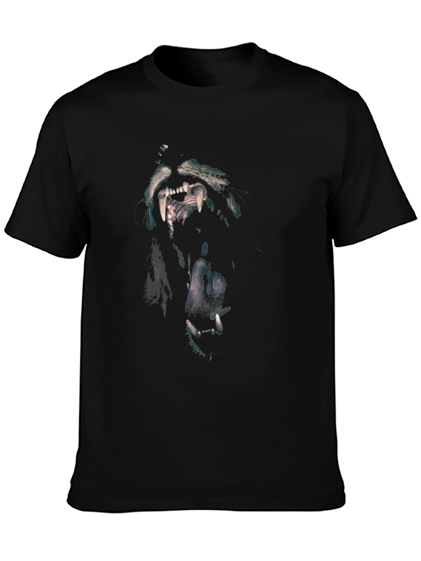 Wolf Graphic Print Black Crew Neck T-Shirt