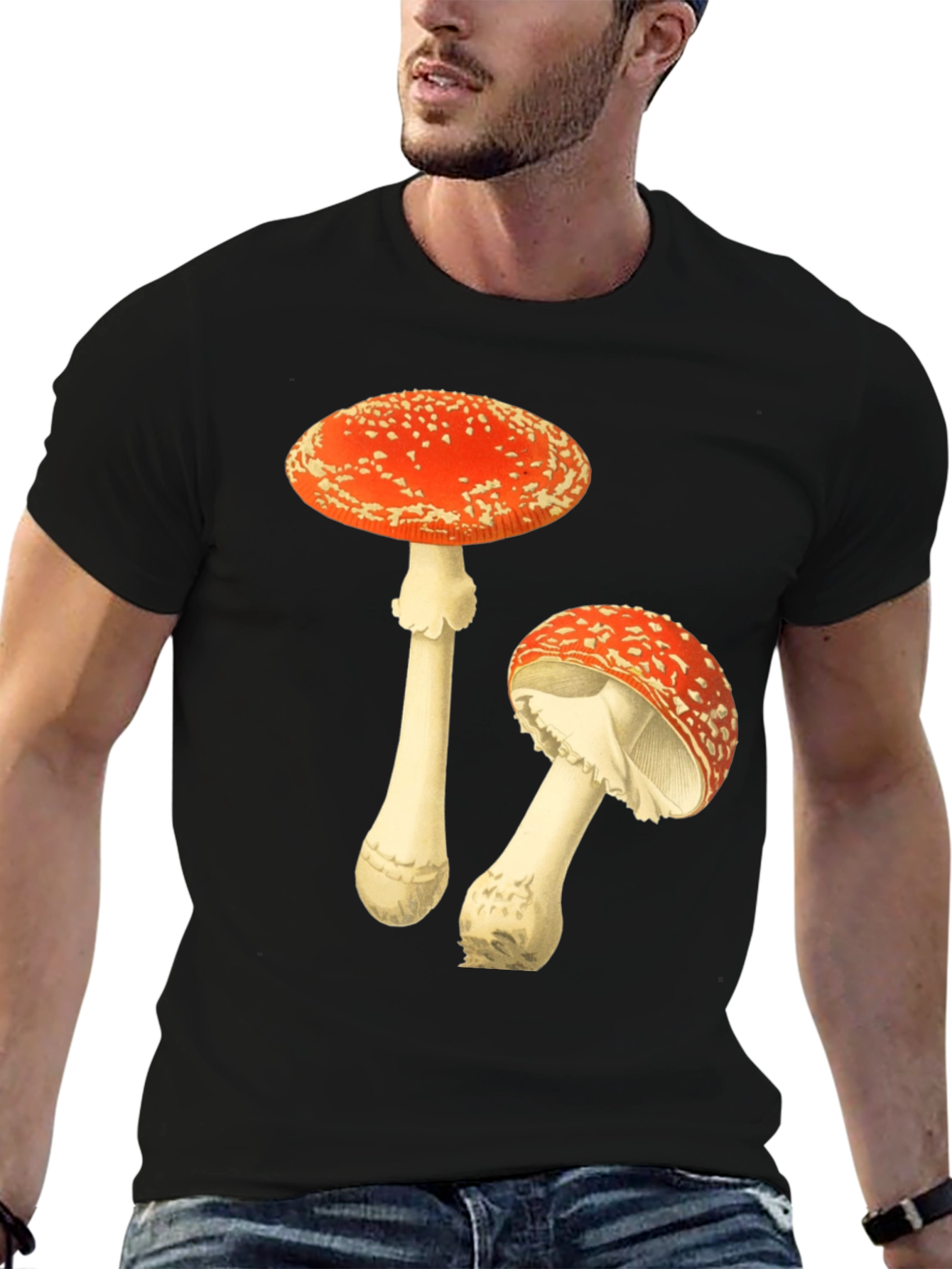 Mushroom Graphic T-Shirt - Black Cotton Tee