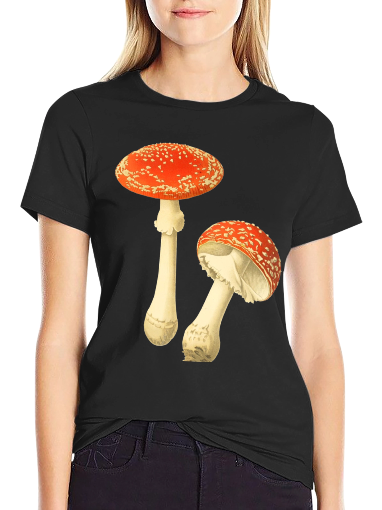 Mushroom Graphic T-Shirt - Black Cotton Tee