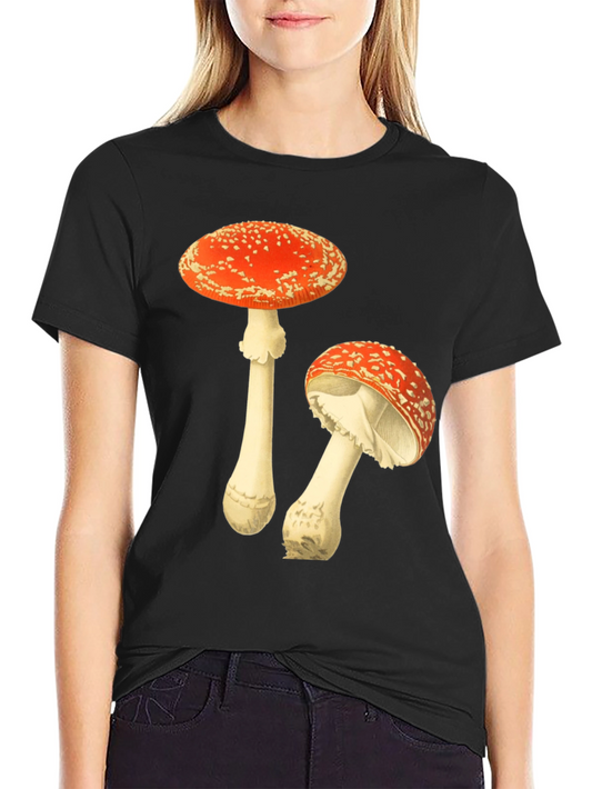 Mushroom Graphic T-Shirt - Black Cotton Tee