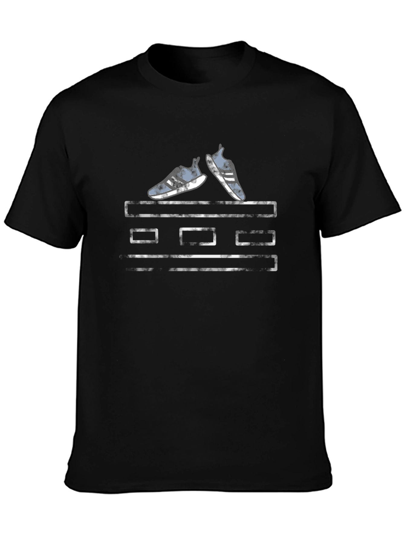 Stylish Sneakers Graphic Print Black T-Shirt