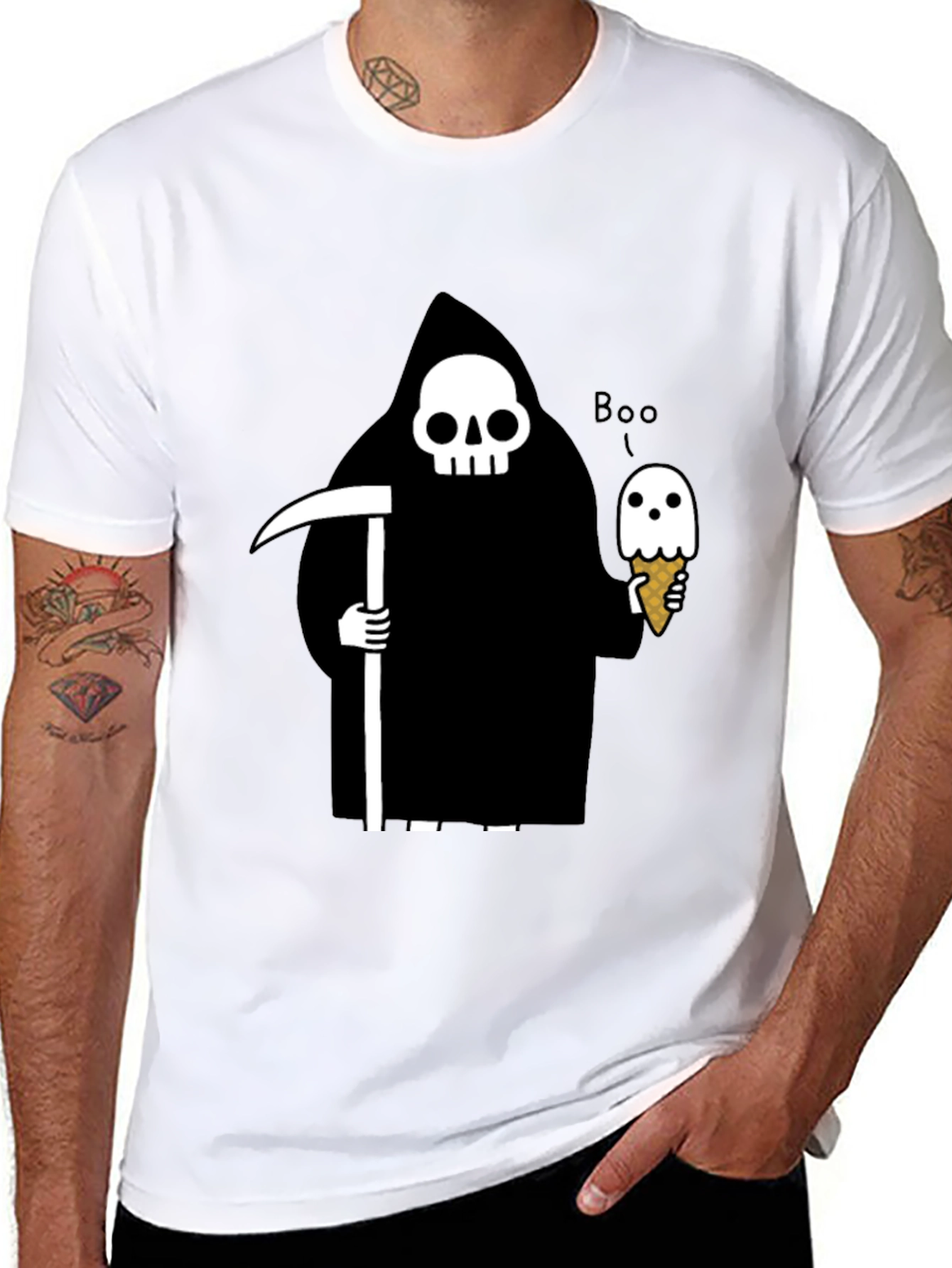 Grim Reaper Ice Cream Graphic T-Shirt