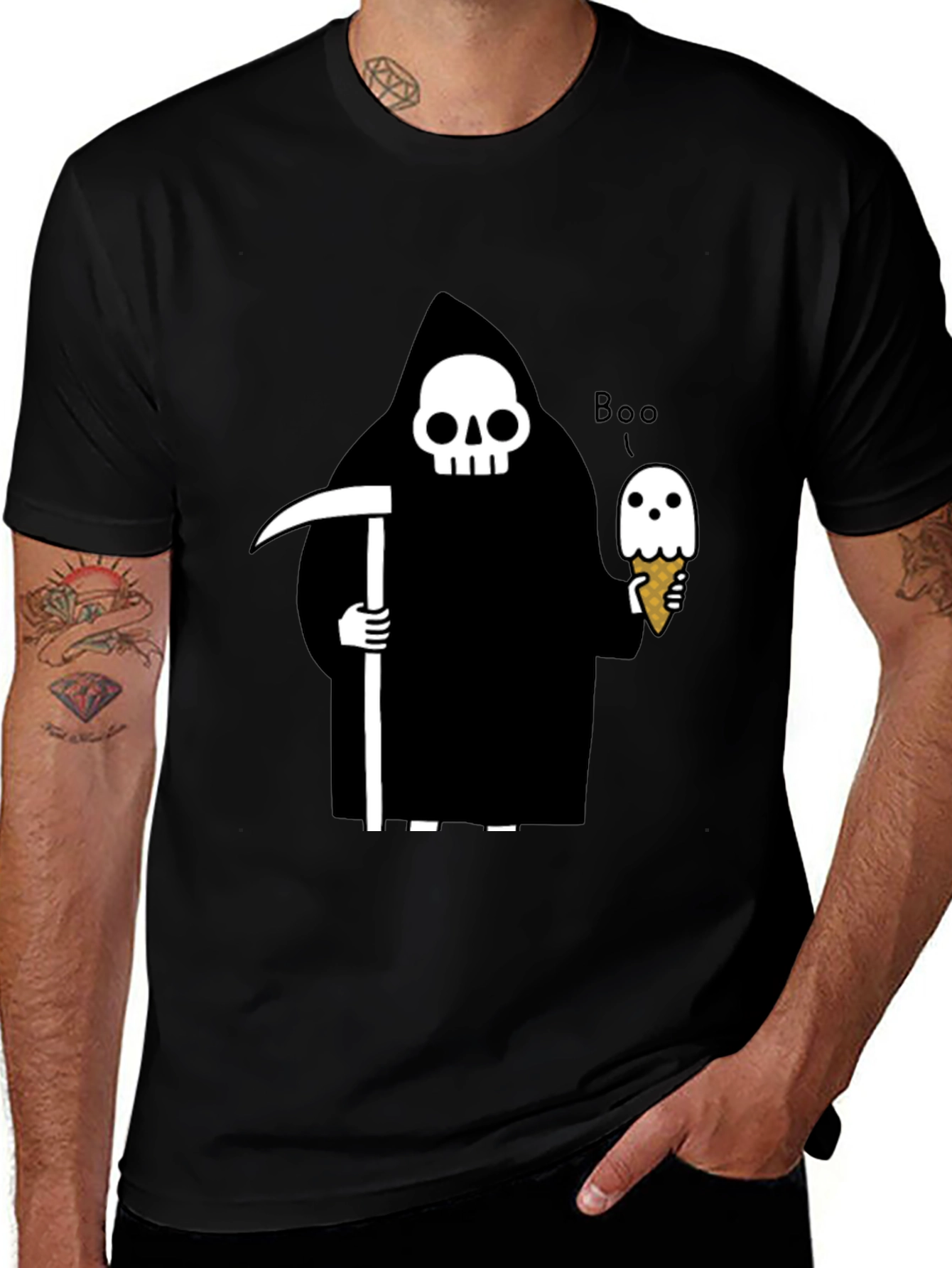 Grim Reaper Ice Cream Graphic T-Shirt