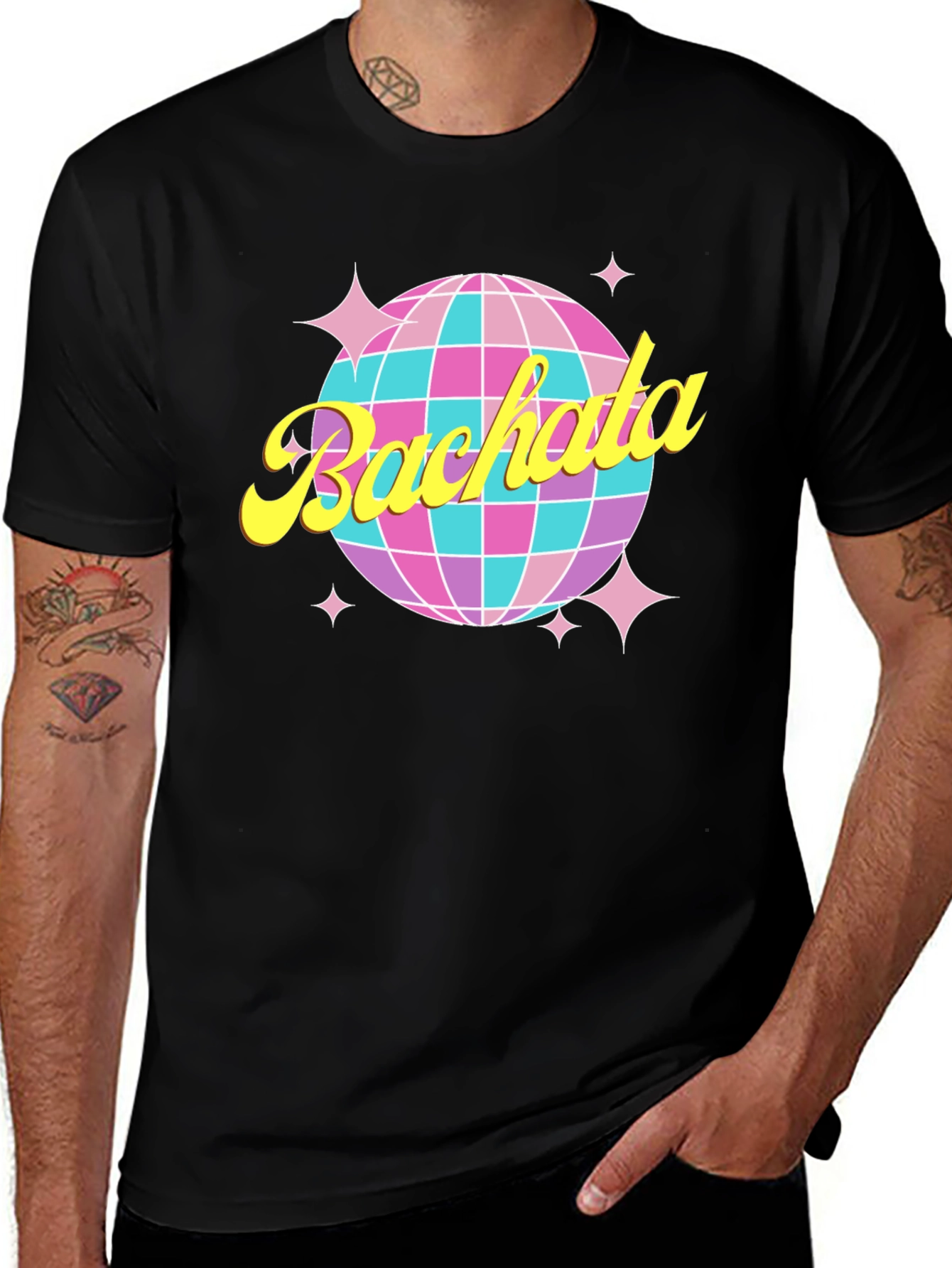 Bachata Disco Ball Graphic Tee - Retro Dance Shirt