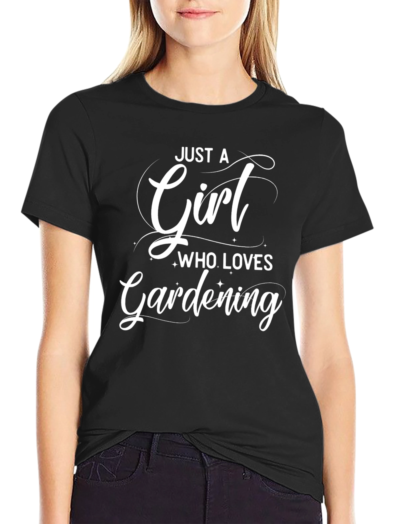 Just a Girl Who Loves Gardening Black T-Shirt