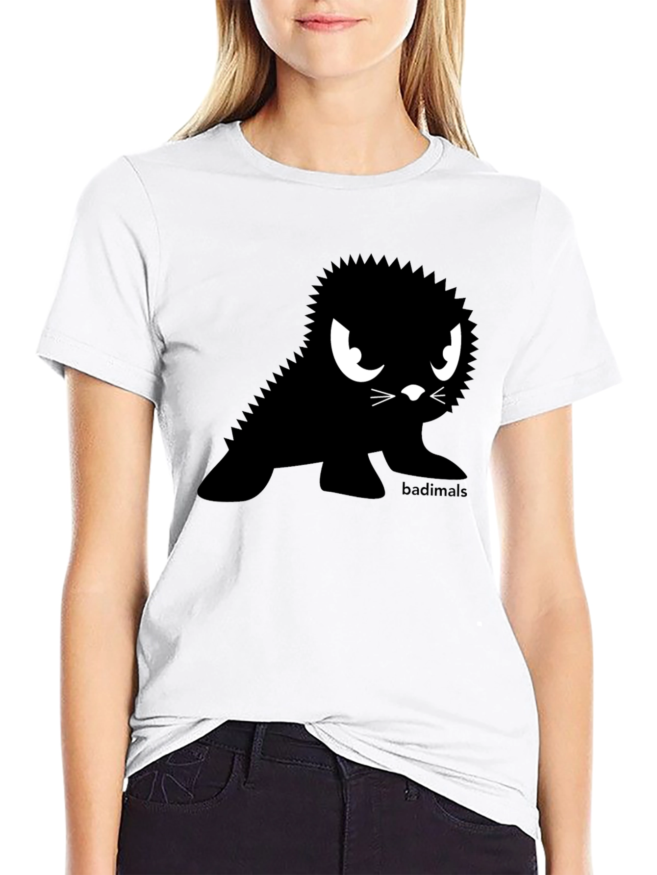 Badimals Black T-Shirt - Edgy Cartoon Seal Design