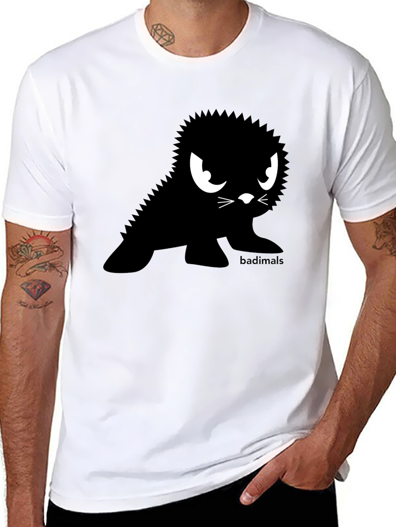 Badimals Black T-Shirt - Edgy Cartoon Seal Design