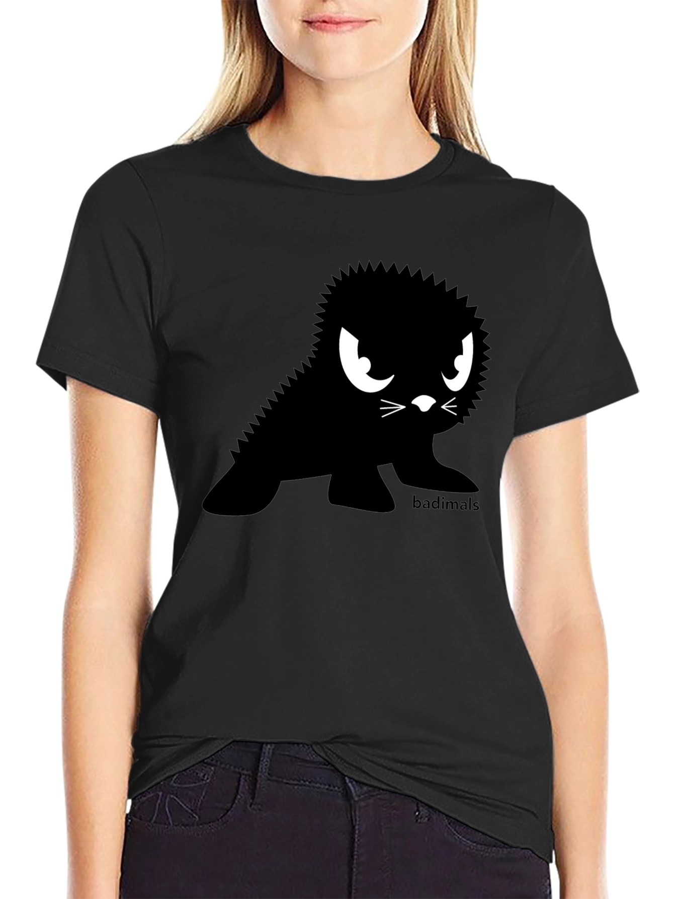 Badimals Black T-Shirt - Edgy Cartoon Seal Design