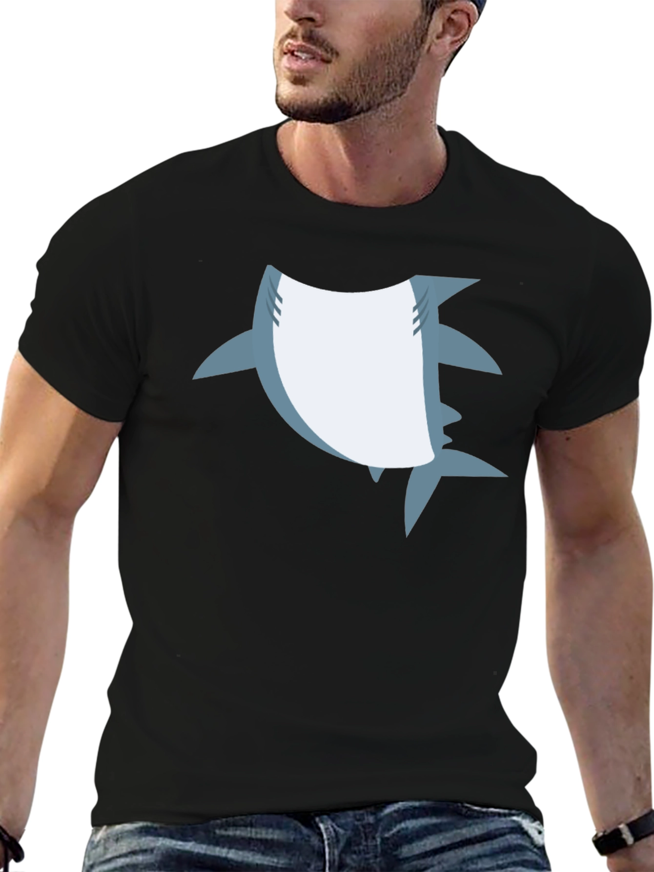 Shark Graphic Black T-Shirt - Mens Casual Tee