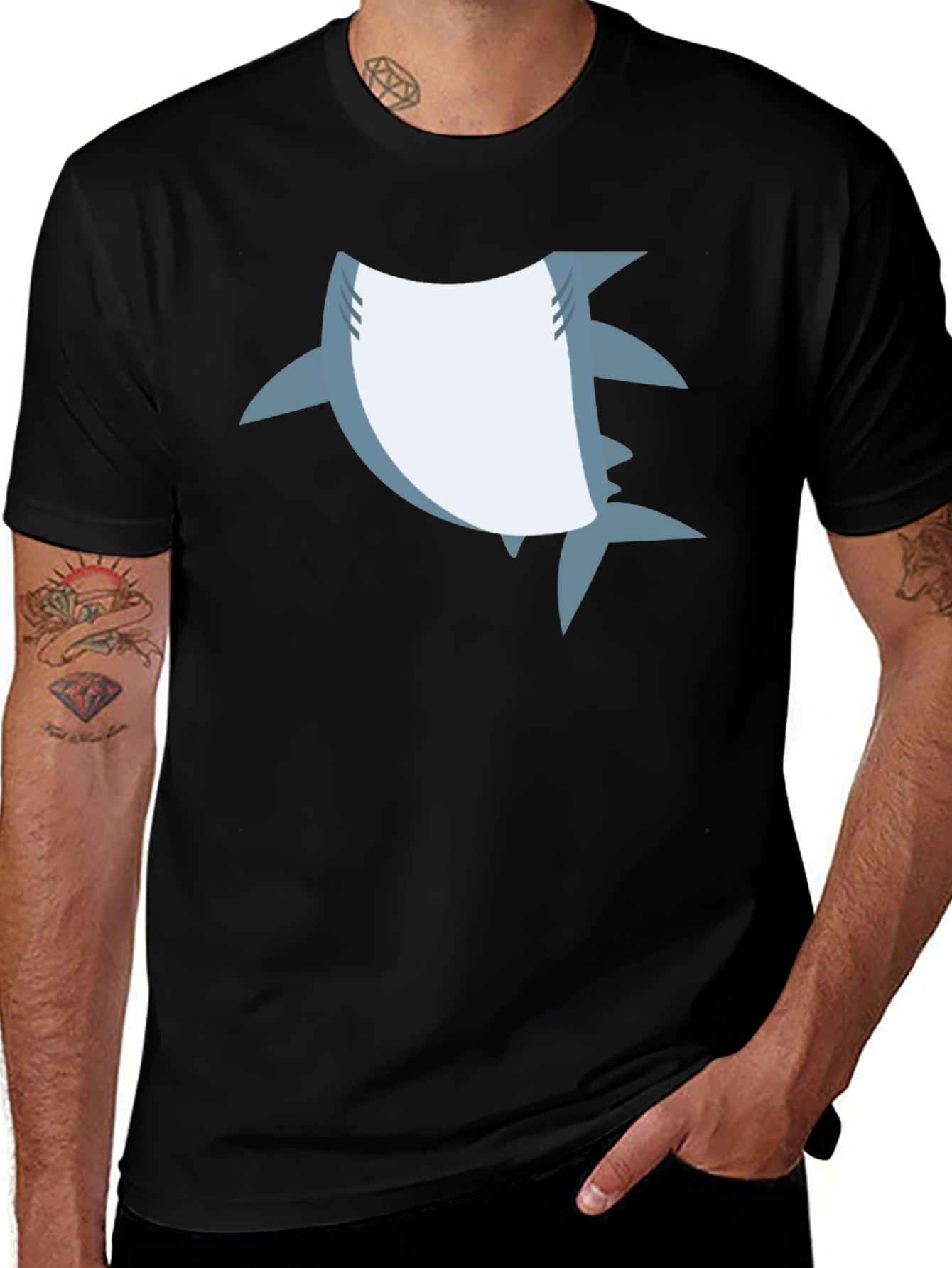 Shark Graphic Black T-Shirt - Mens Casual Tee