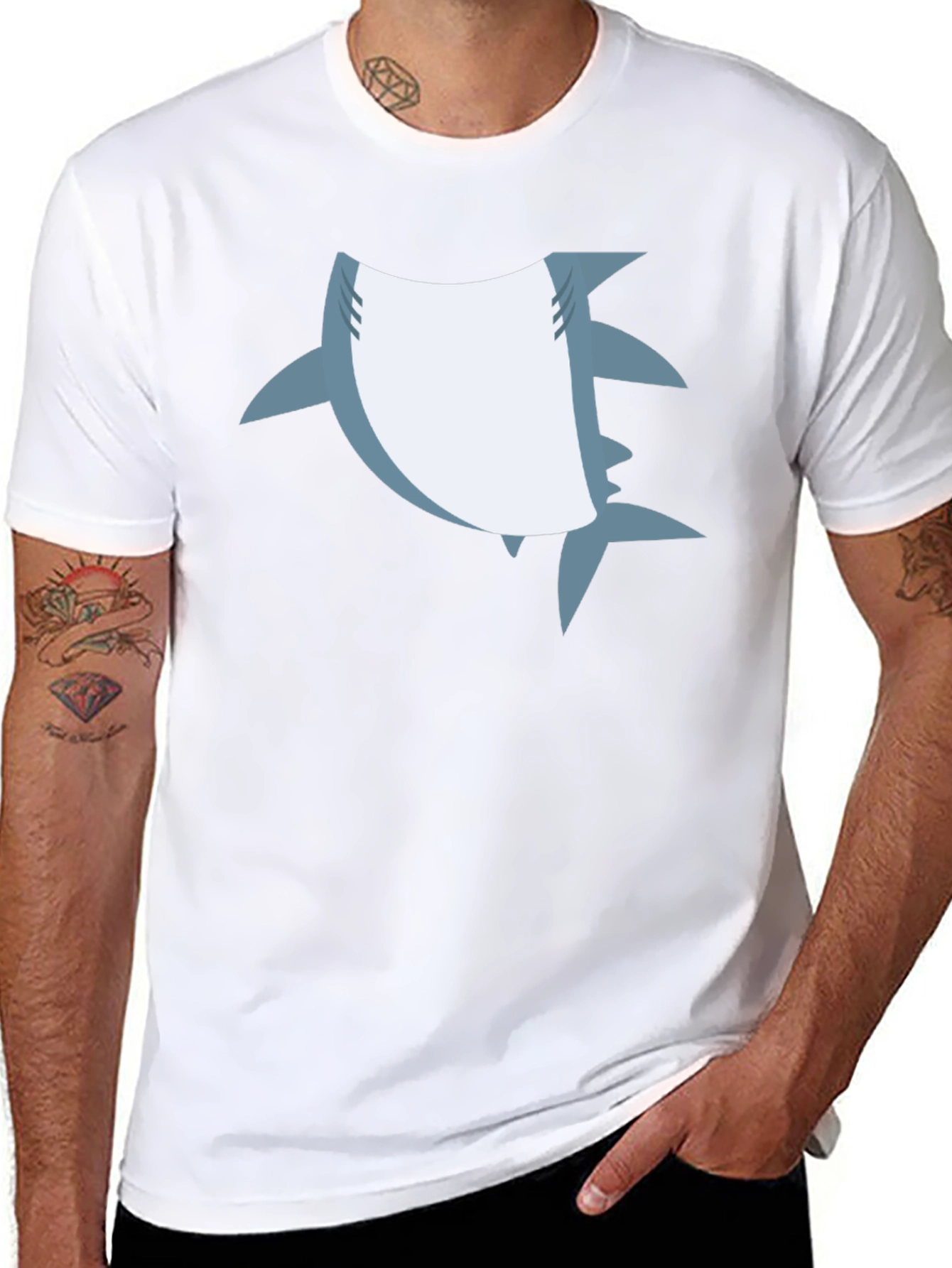 Shark Graphic Black T-Shirt - Mens Casual Tee