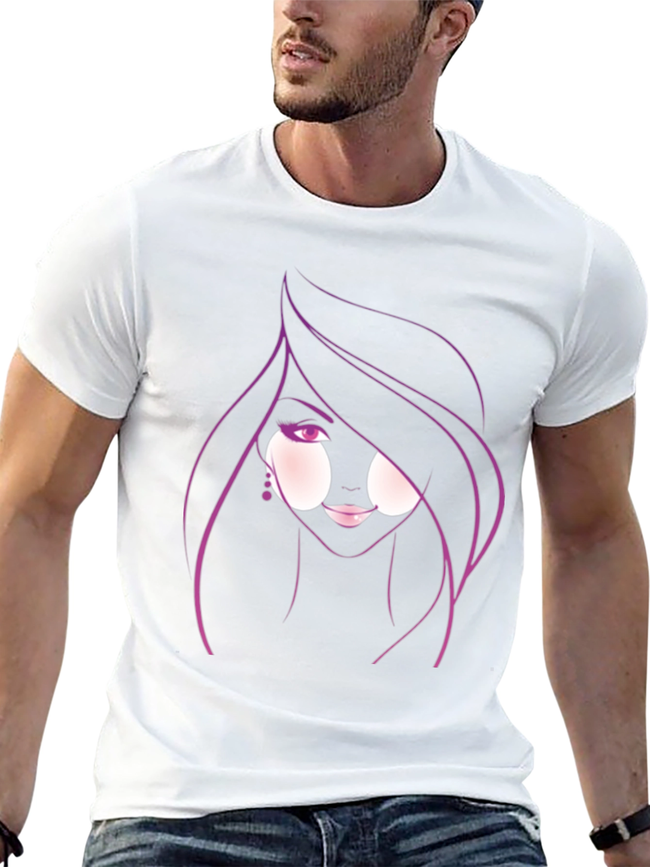 Stylish Graphic Tee - Woman Portrait Design