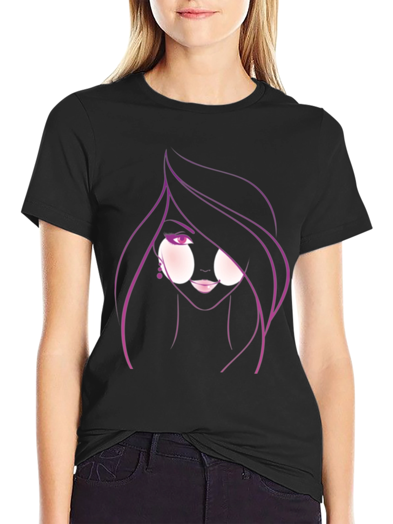 Stylish Graphic Tee - Woman Portrait Design