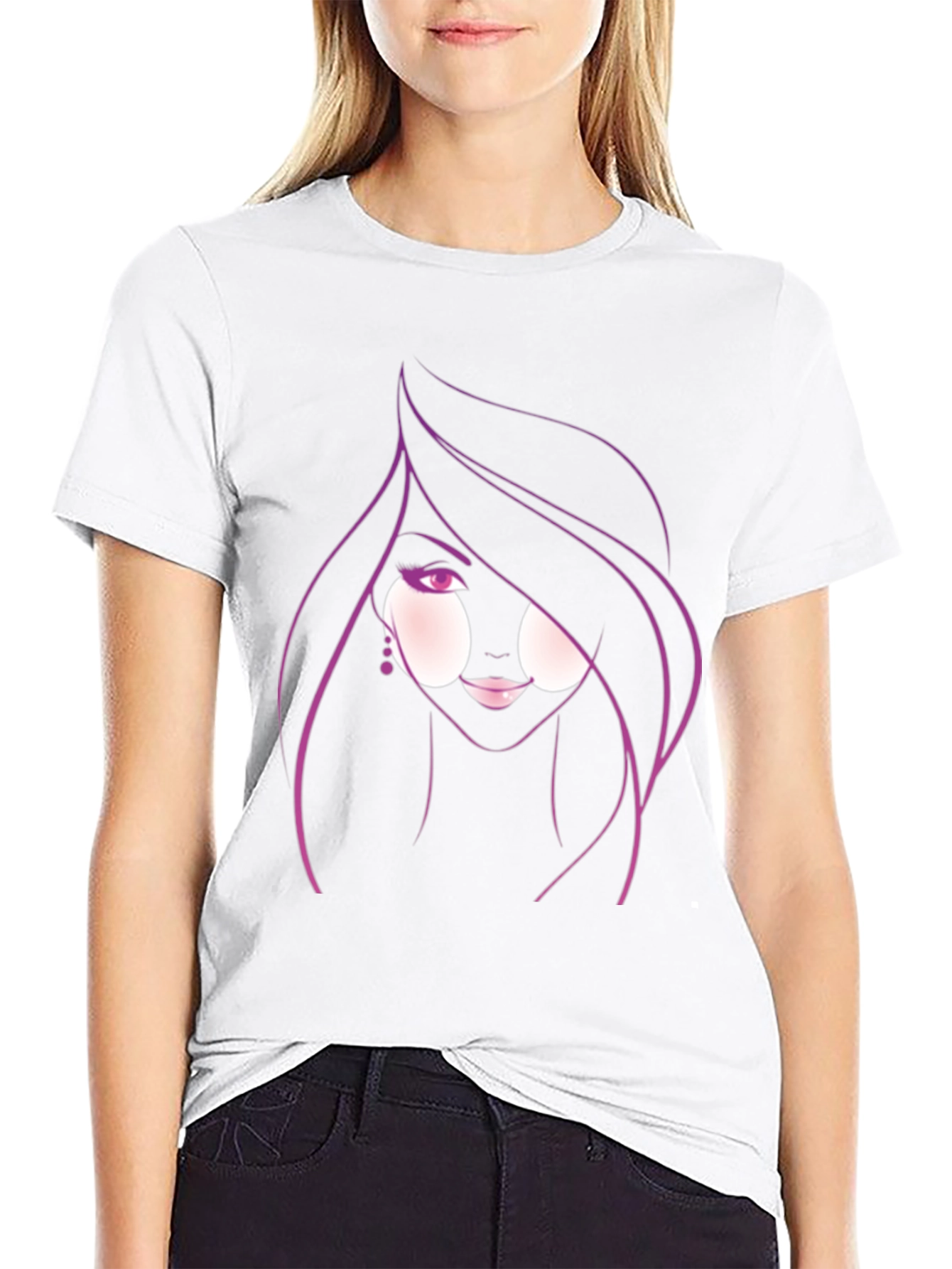 Stylish Graphic Tee - Woman Portrait Design