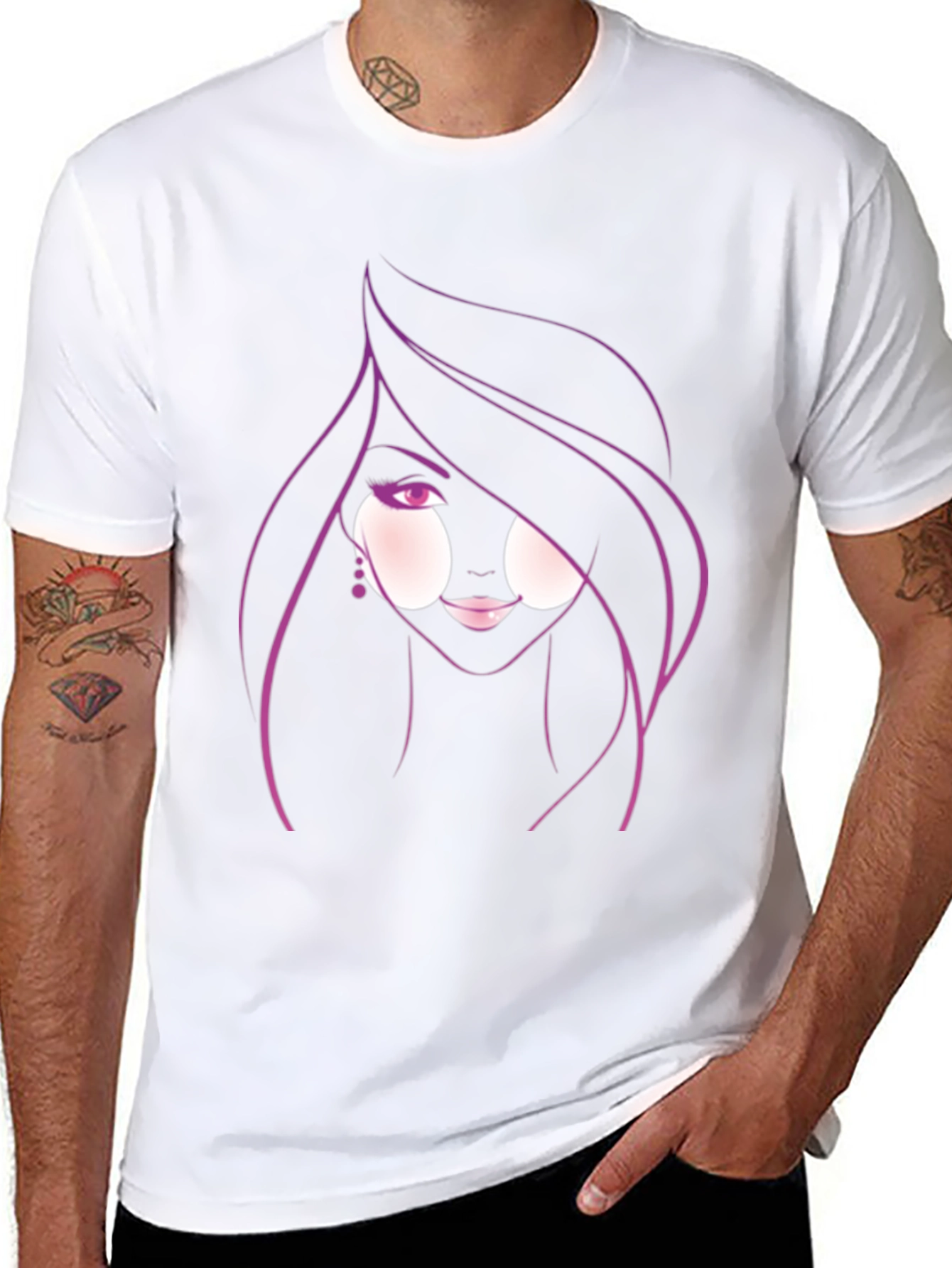 Stylish Graphic Tee - Woman Portrait Design