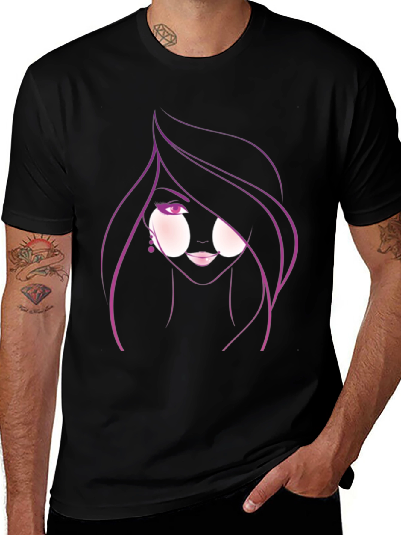Stylish Graphic Tee - Woman Portrait Design