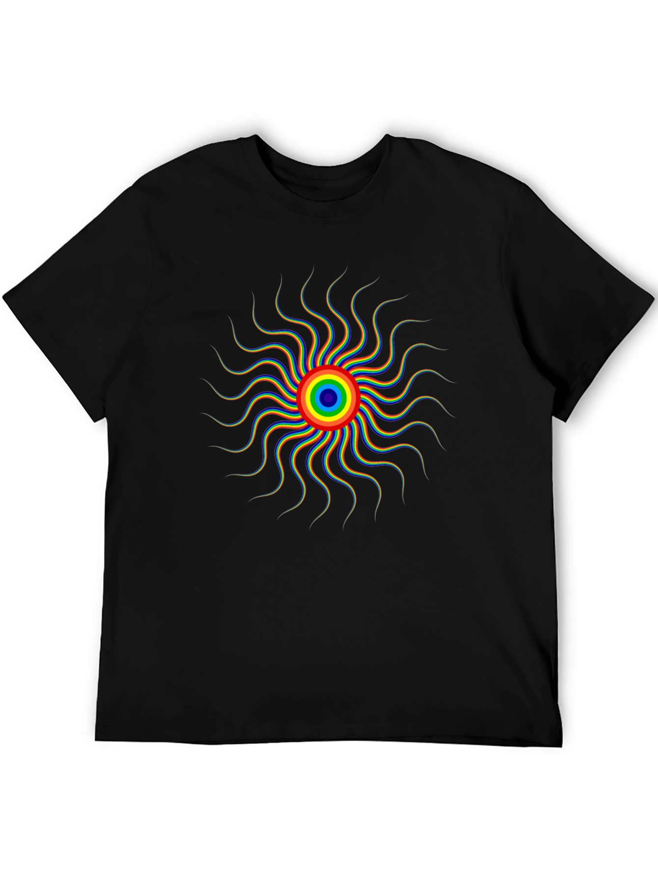 Rainbow Sun Graphic Black T-Shirt