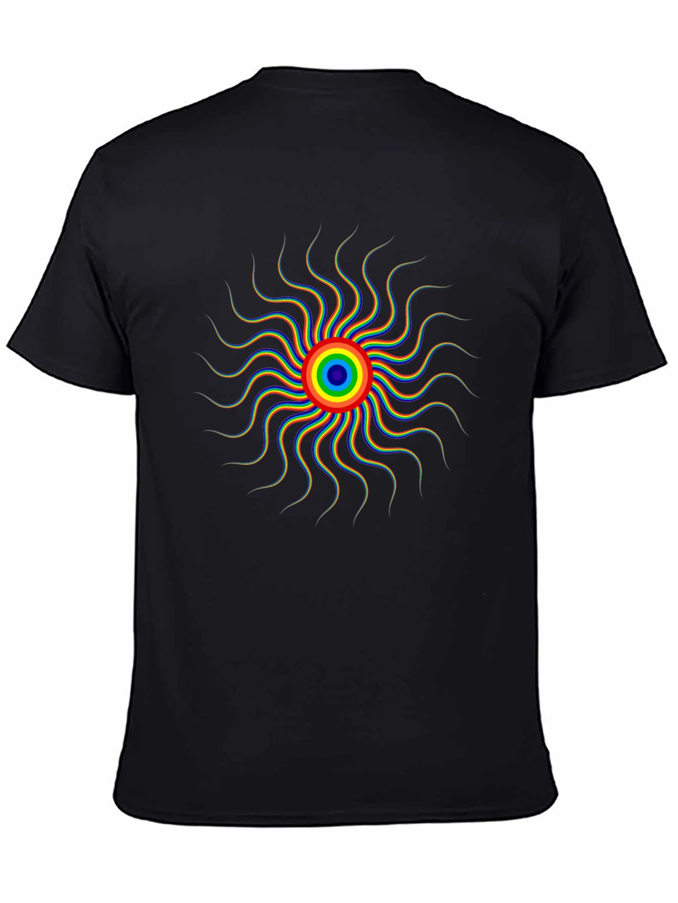 Rainbow Sun Graphic Black T-Shirt