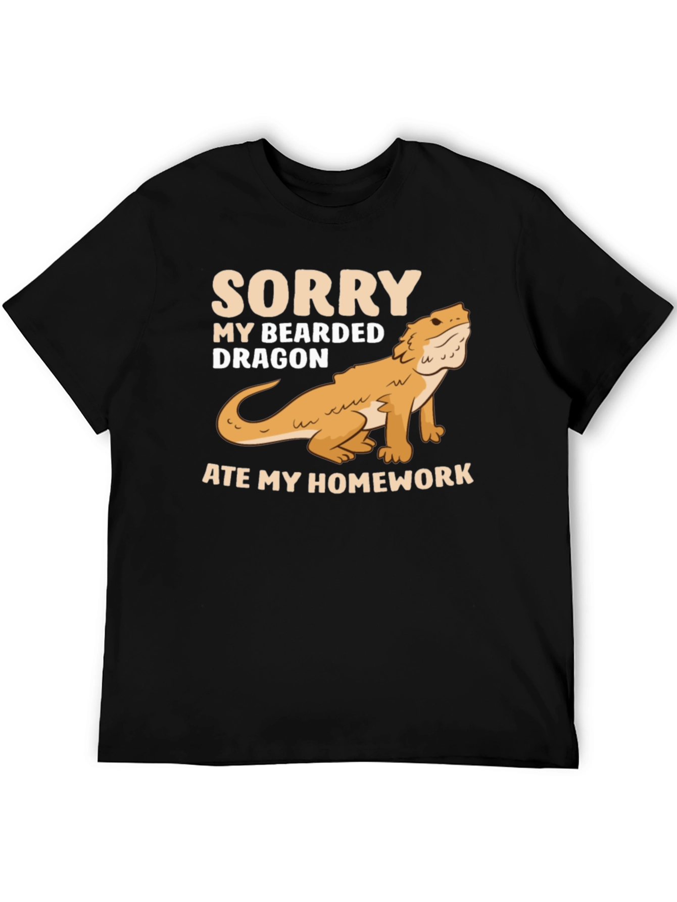 Bearded Dragon Ate My Homework Black T-Shirt