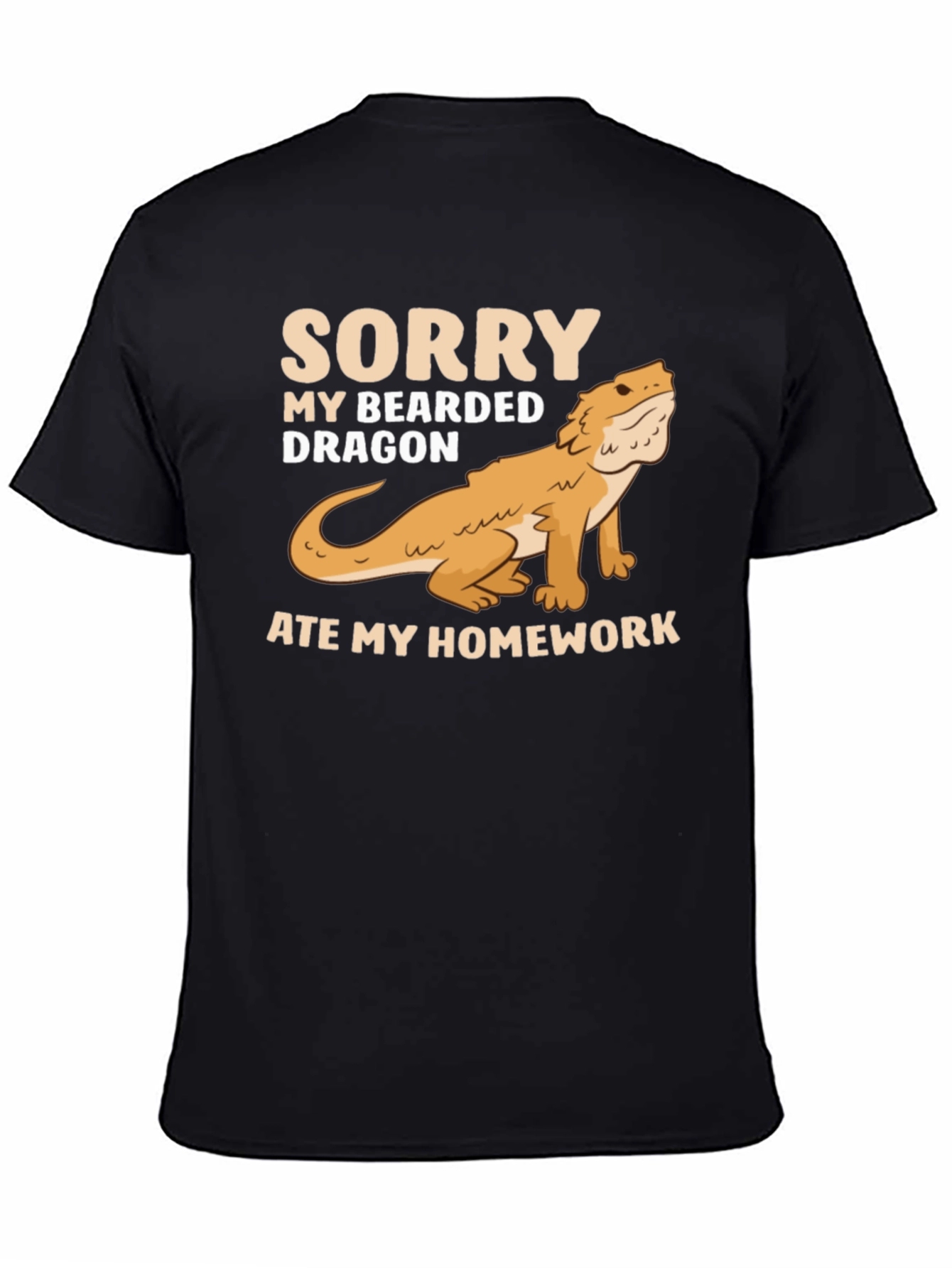 Bearded Dragon Ate My Homework Black T-Shirt