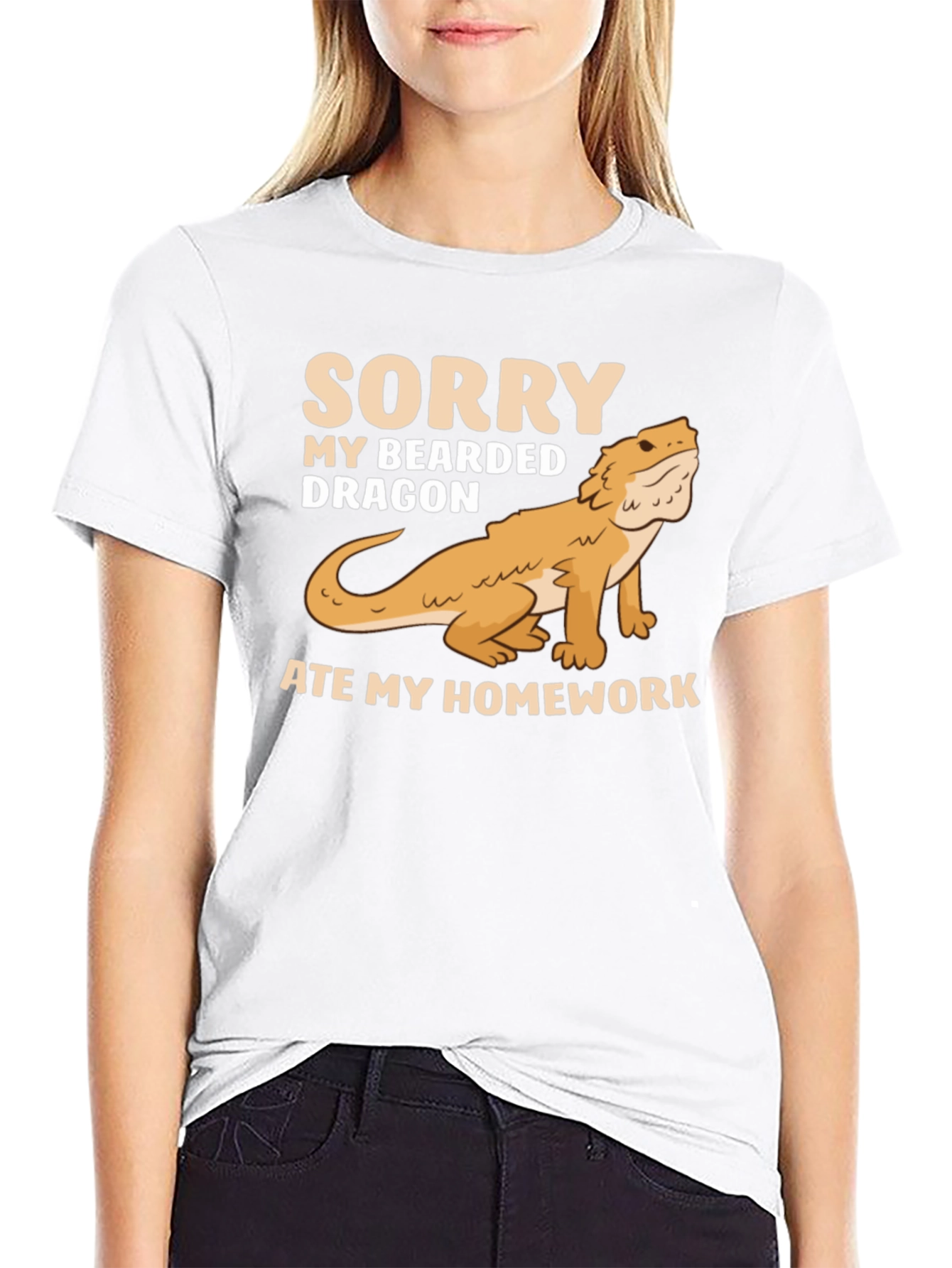 Bearded Dragon Ate My Homework Black T-Shirt