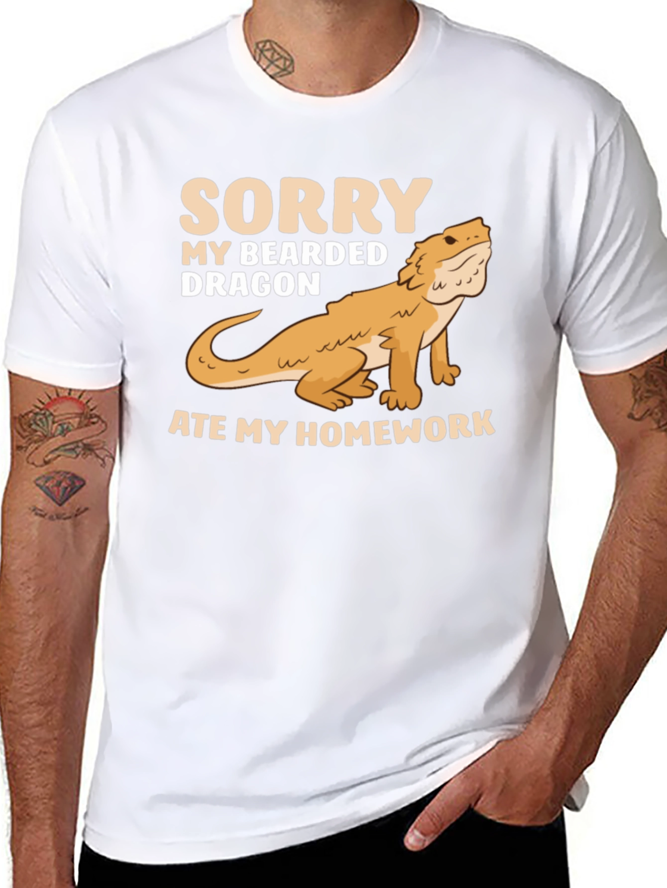 Bearded Dragon Ate My Homework Black T-Shirt