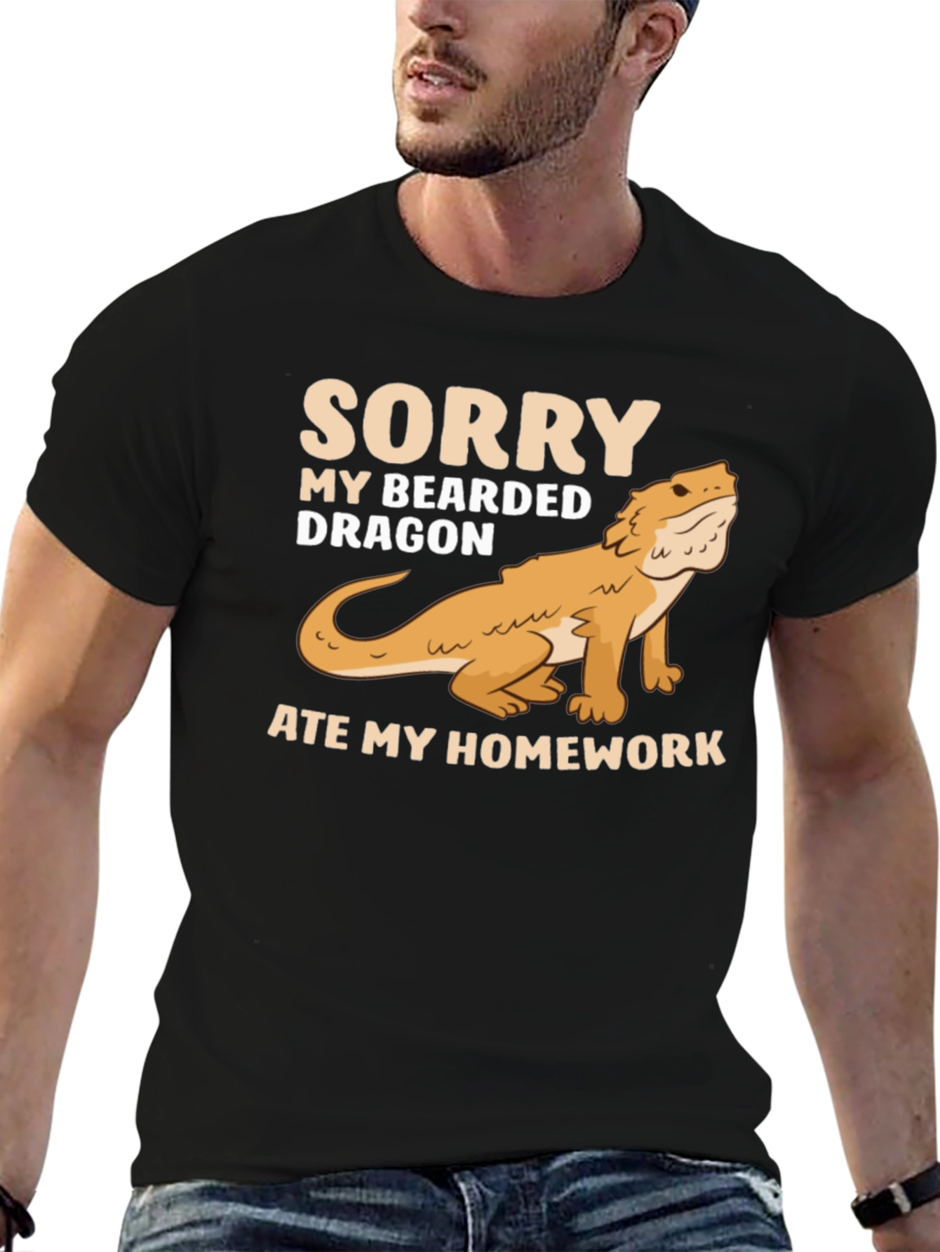 Bearded Dragon Ate My Homework Black T-Shirt
