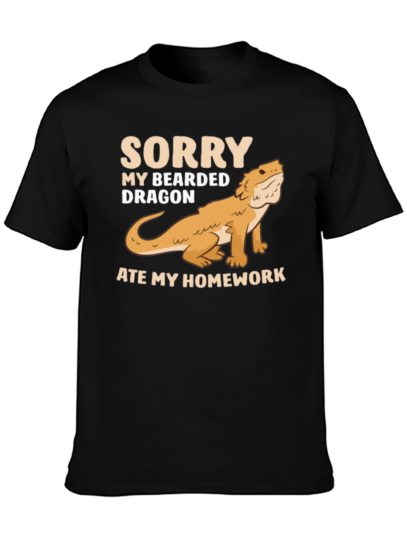 Bearded Dragon Ate My Homework Black T-Shirt