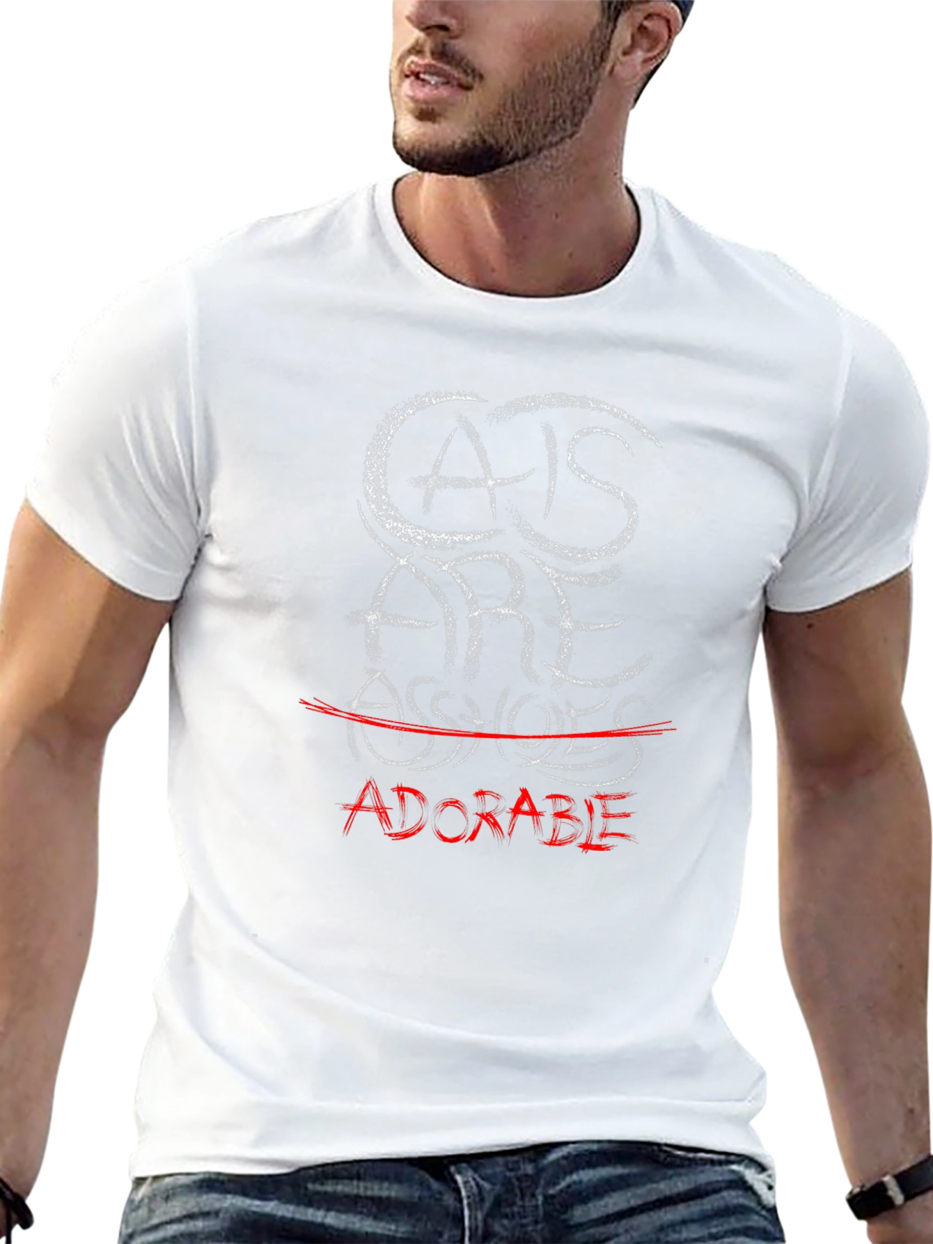 Cats are Adorable Mens Black Graphic Tee