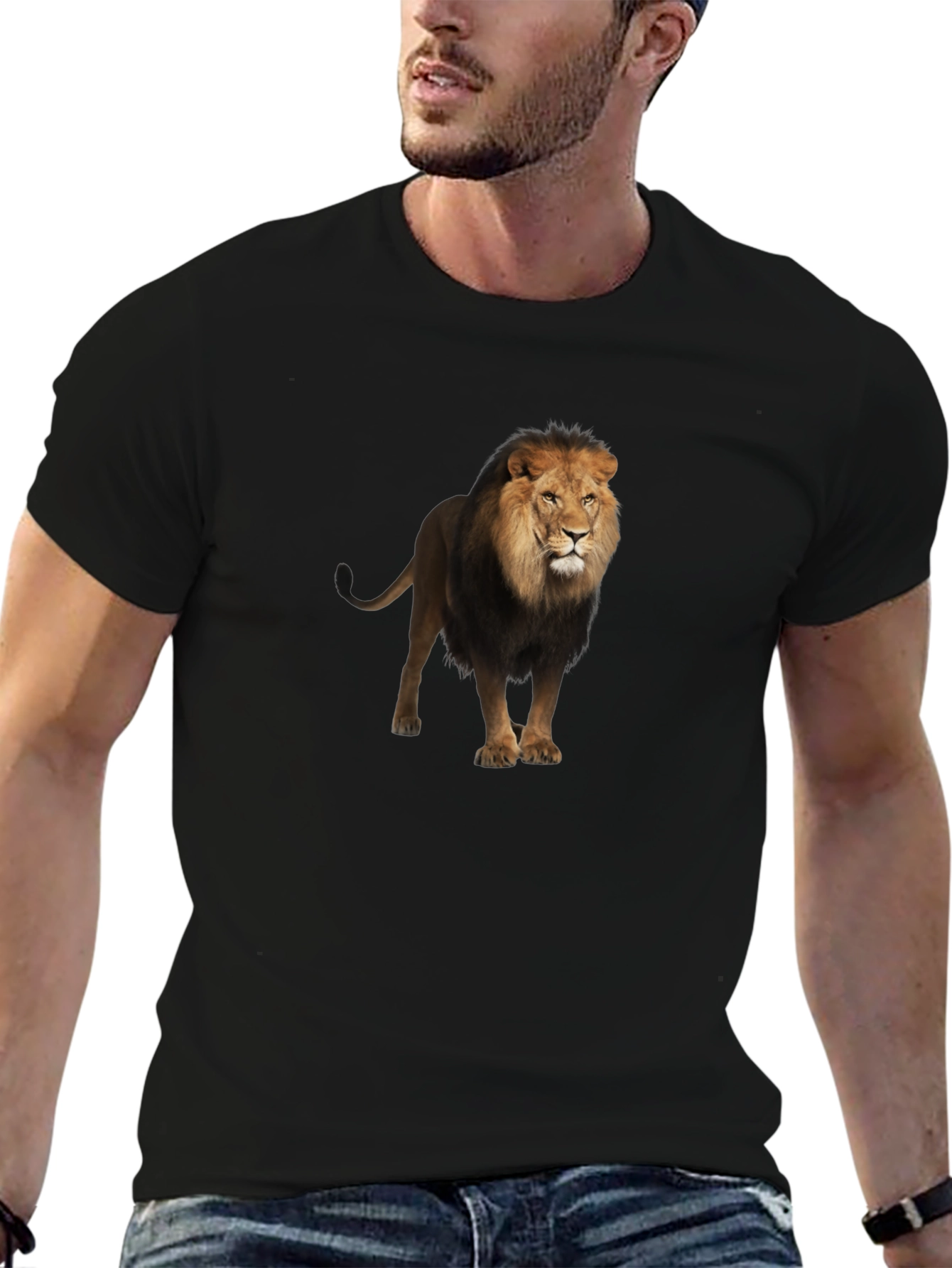 Lion Graphic Black T-Shirt for Men
