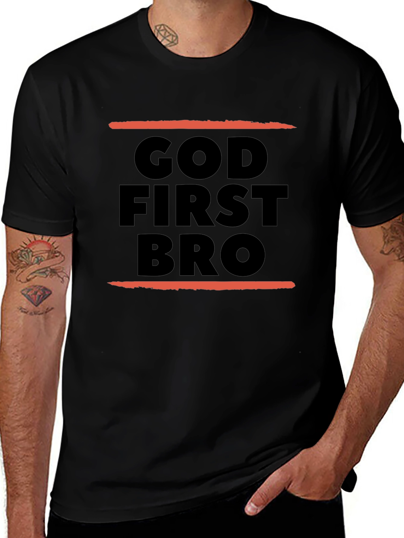 God First Bro Black Graphic Tee