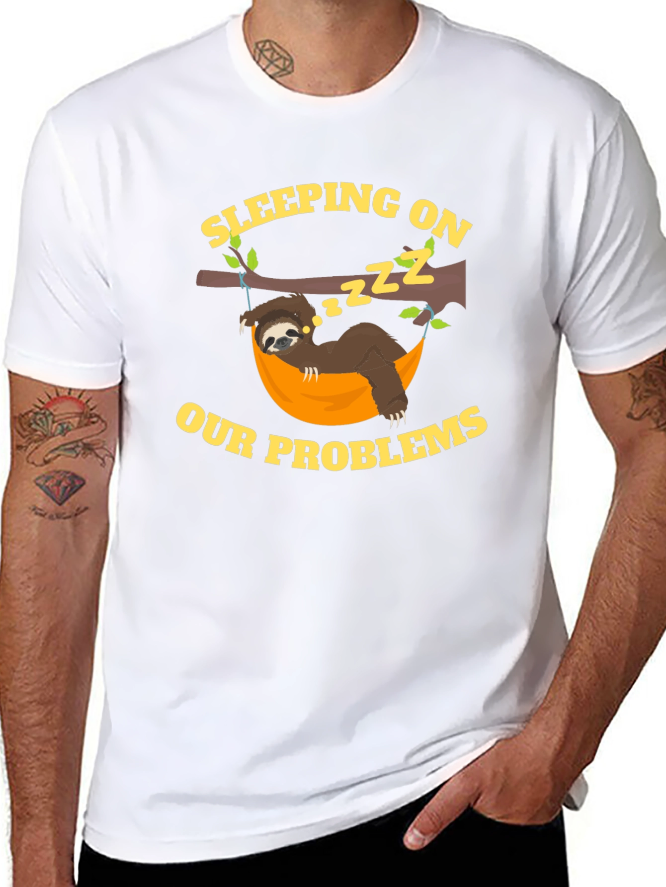 Sleeping on Our Problems Sloth Graphic Tee