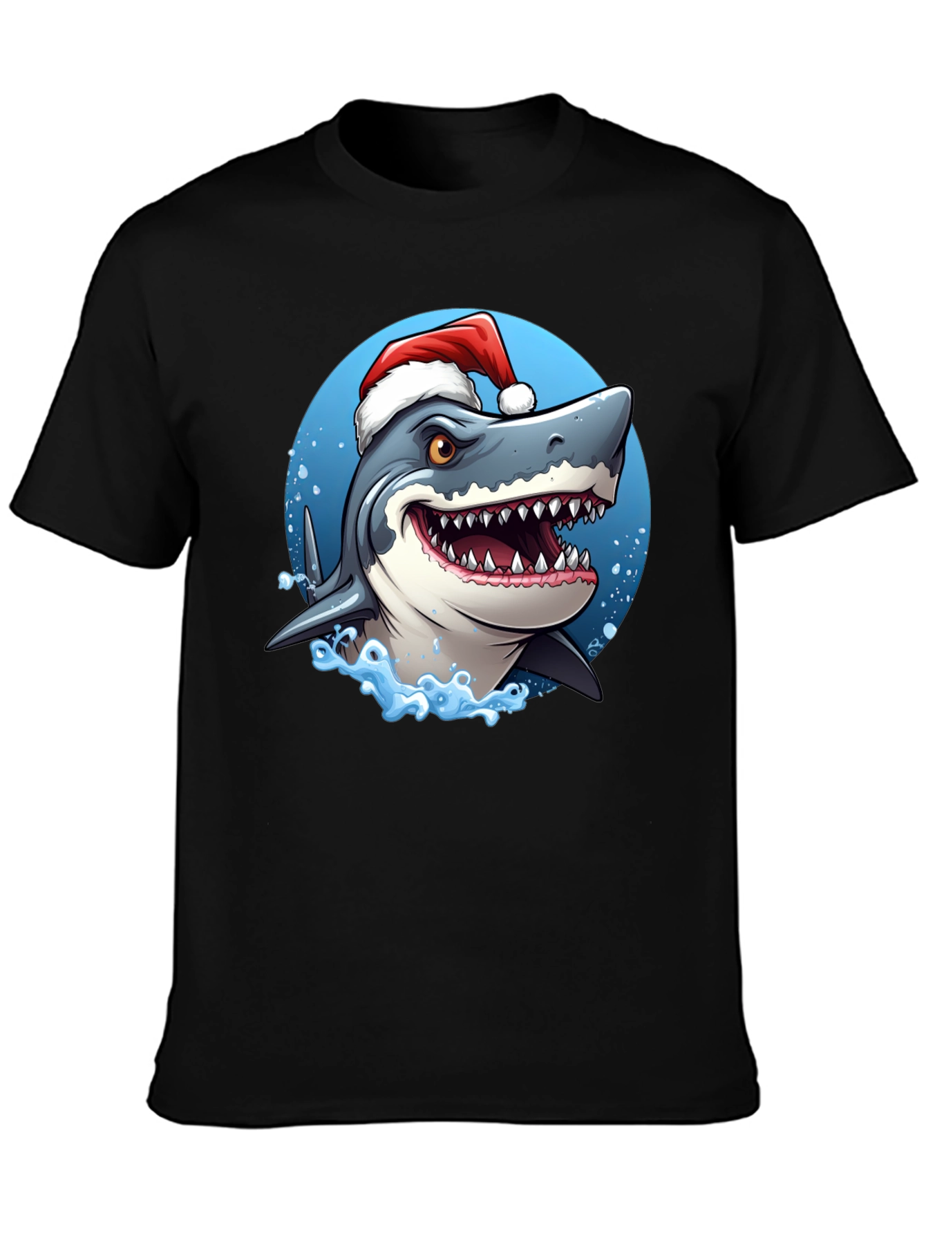 Shark Santa Black T-Shirt