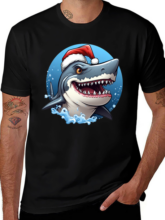 Shark Santa Black T-Shirt