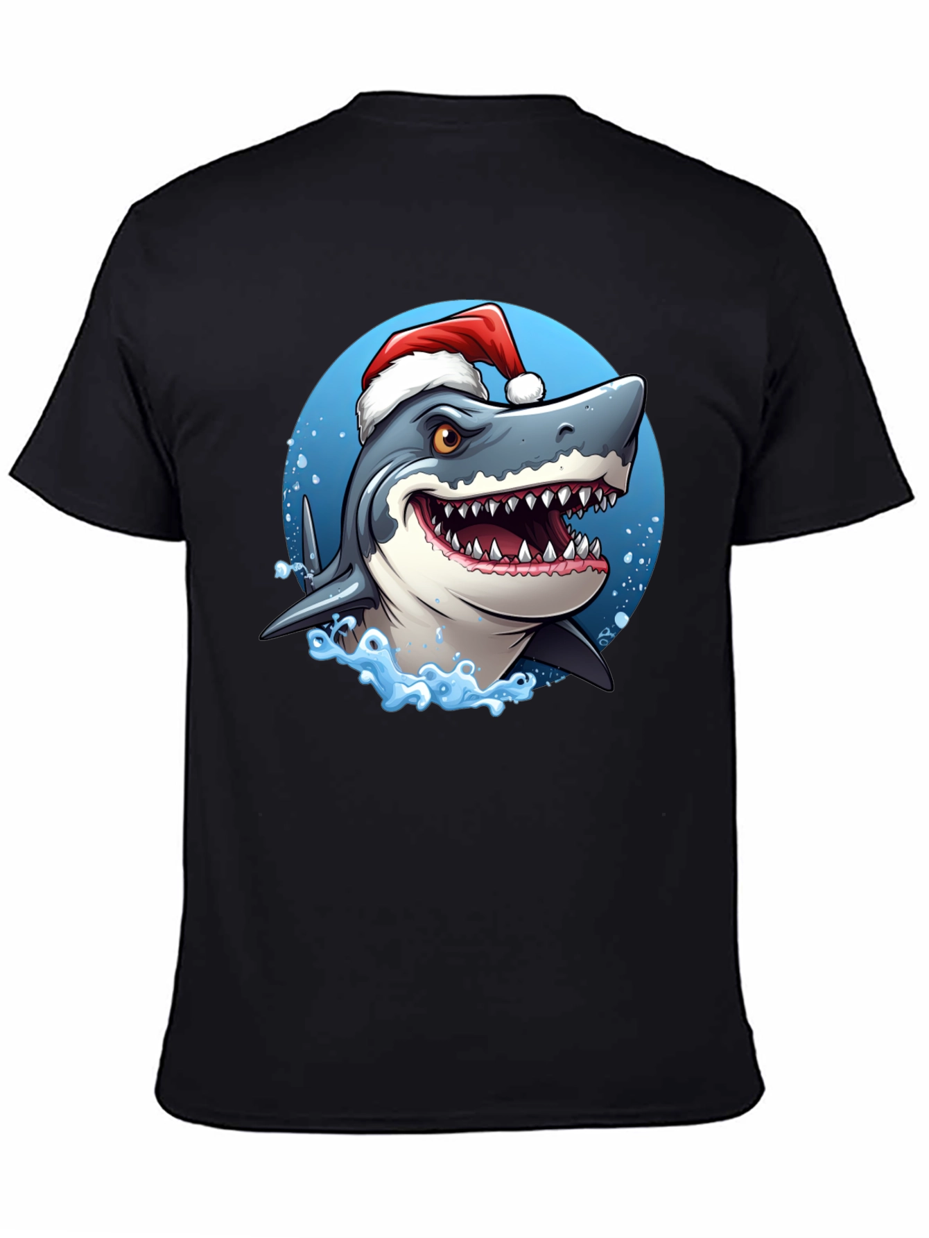 Shark Santa Black T-Shirt