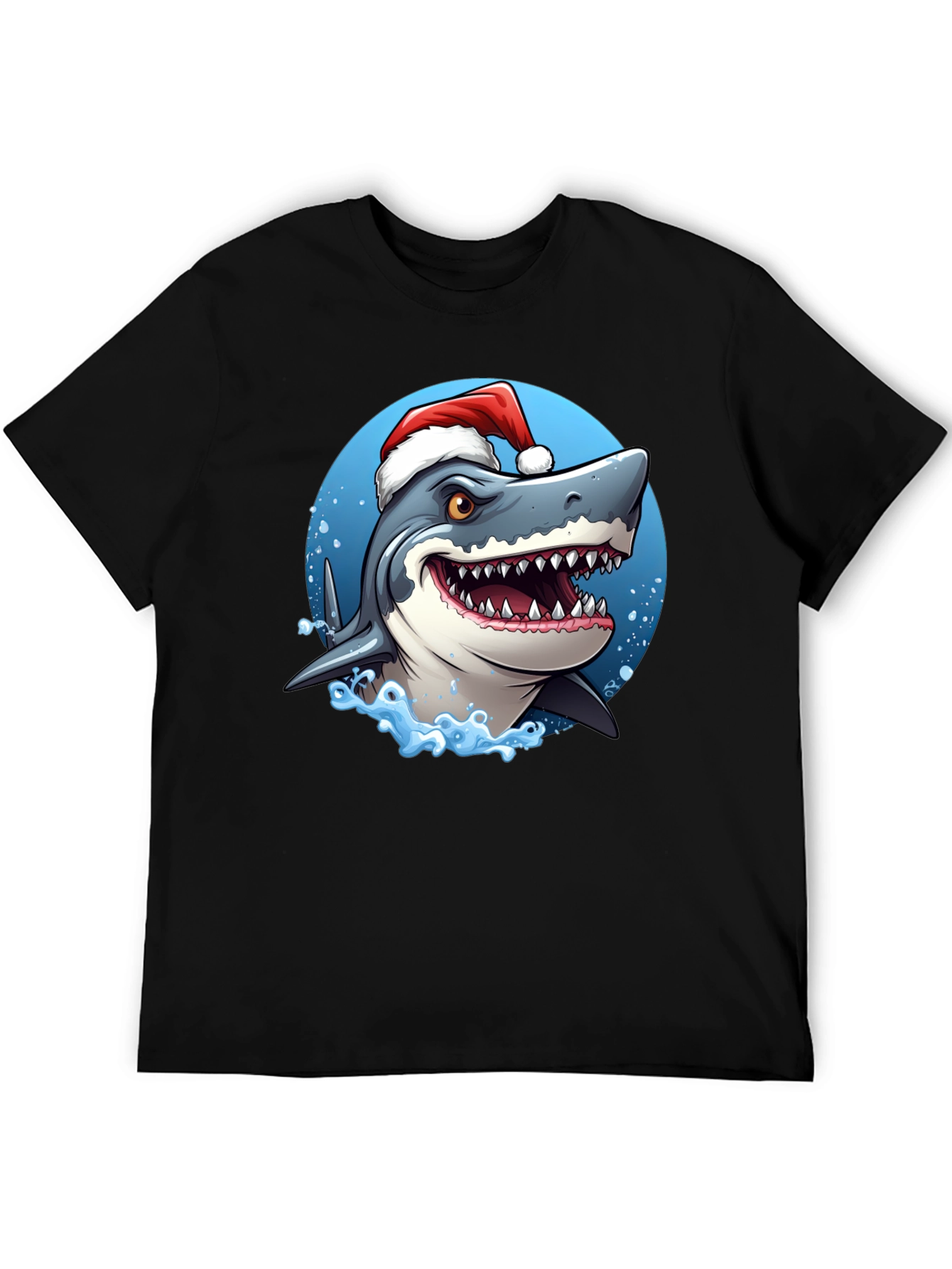 Shark Santa Black T-Shirt