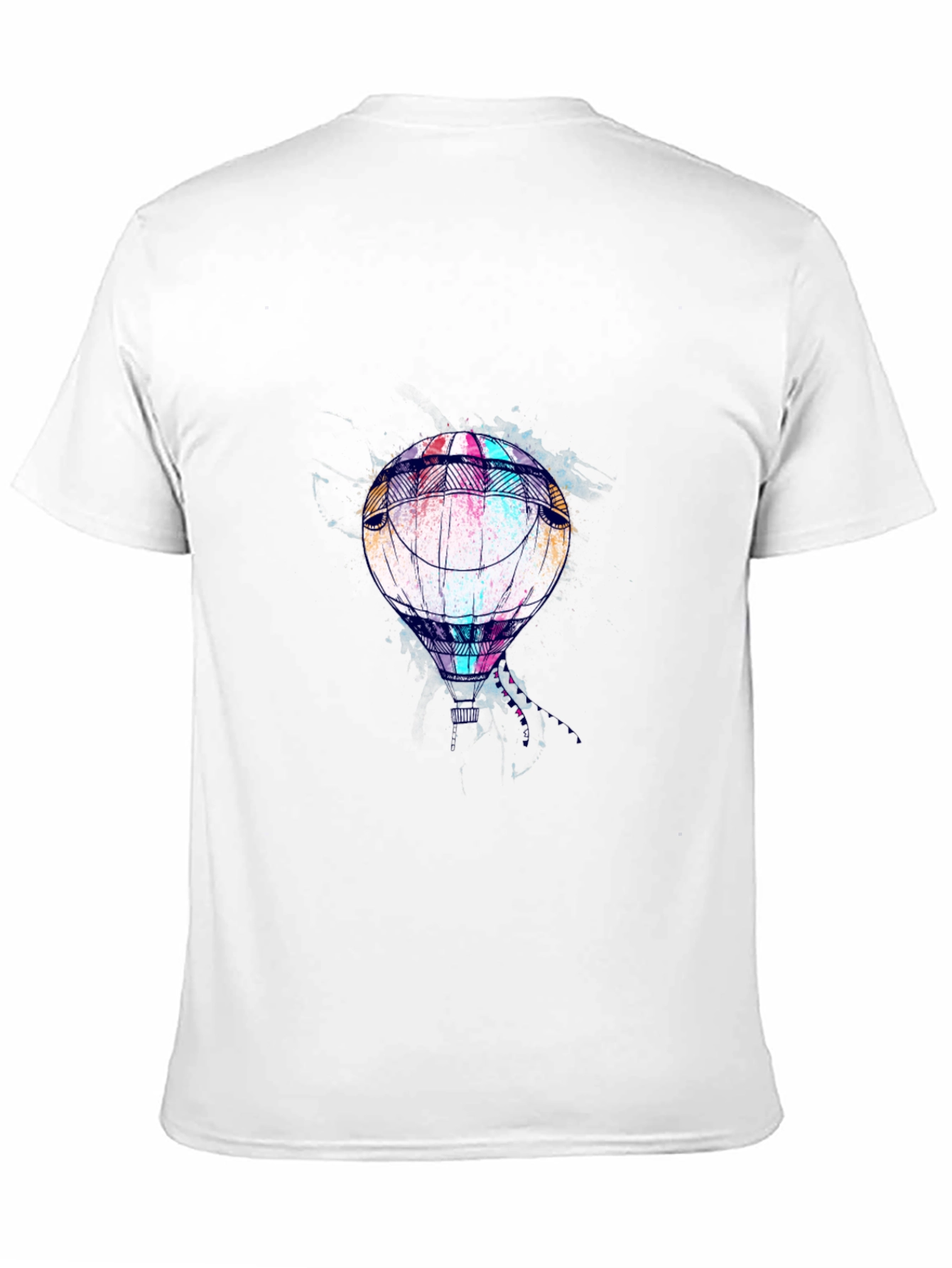 Mens Black T-Shirt with Hot Air Balloon Graphic