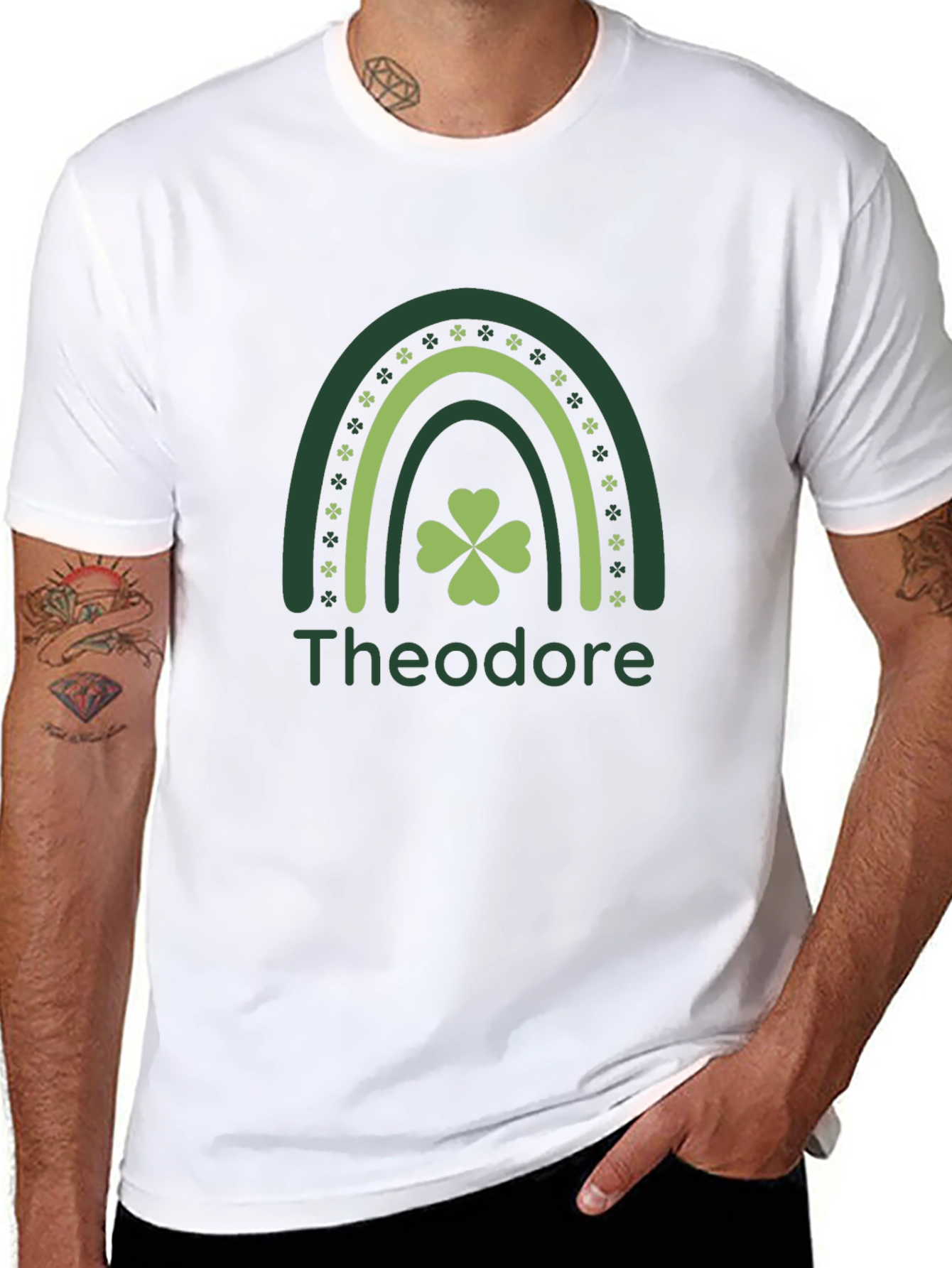 St. Patricks Day Personalized Shamrock Rainbow T-Shirt