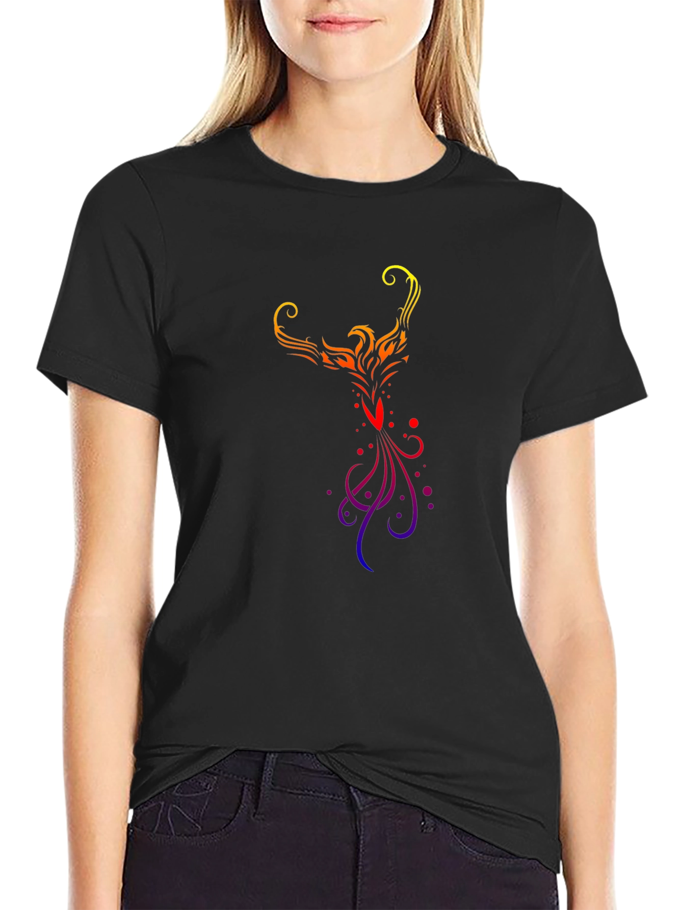 Phoenix Graphic Tee - Black Cotton Blend
