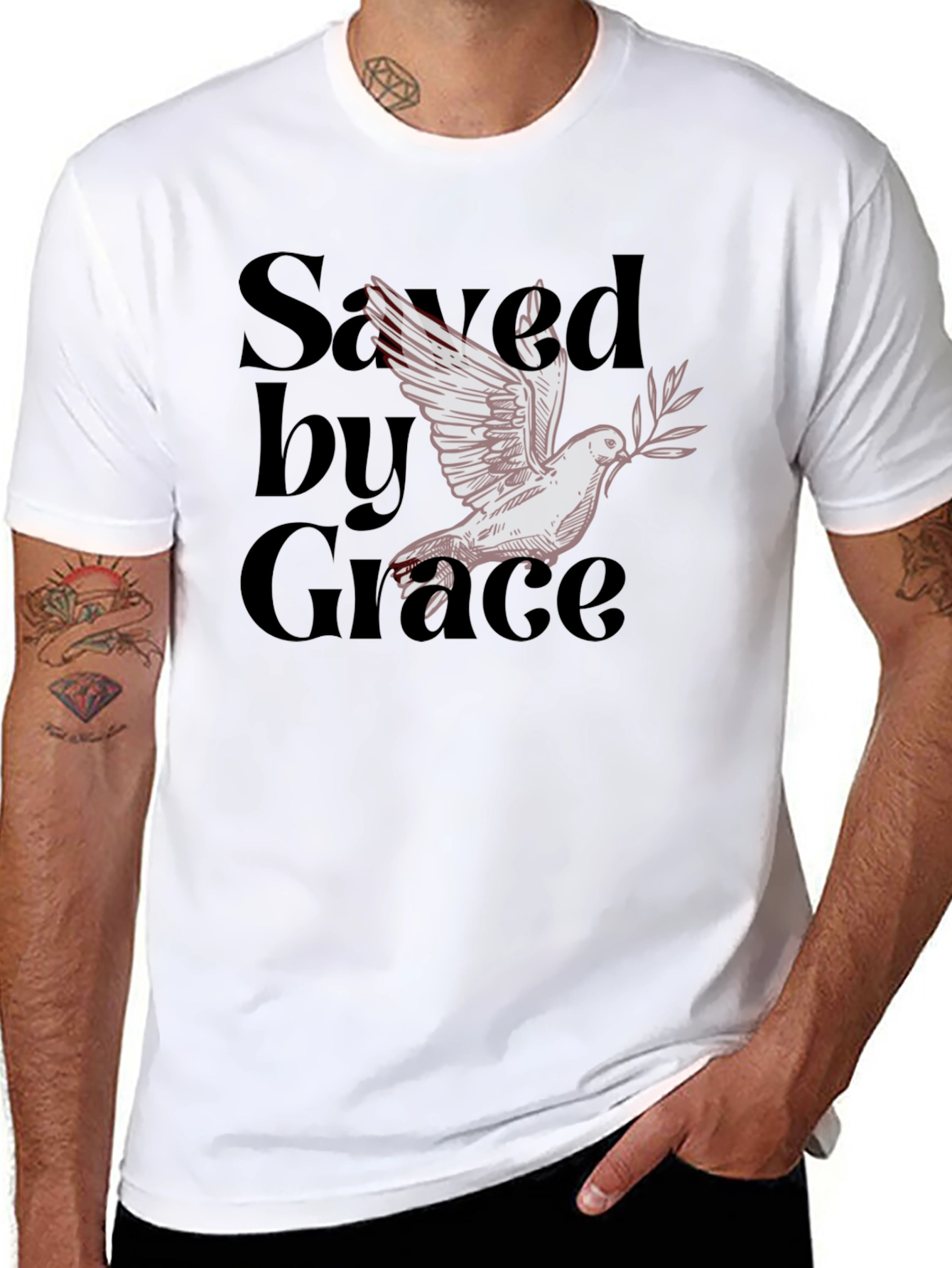 Saved by Grace Dove Graphic T-Shirt