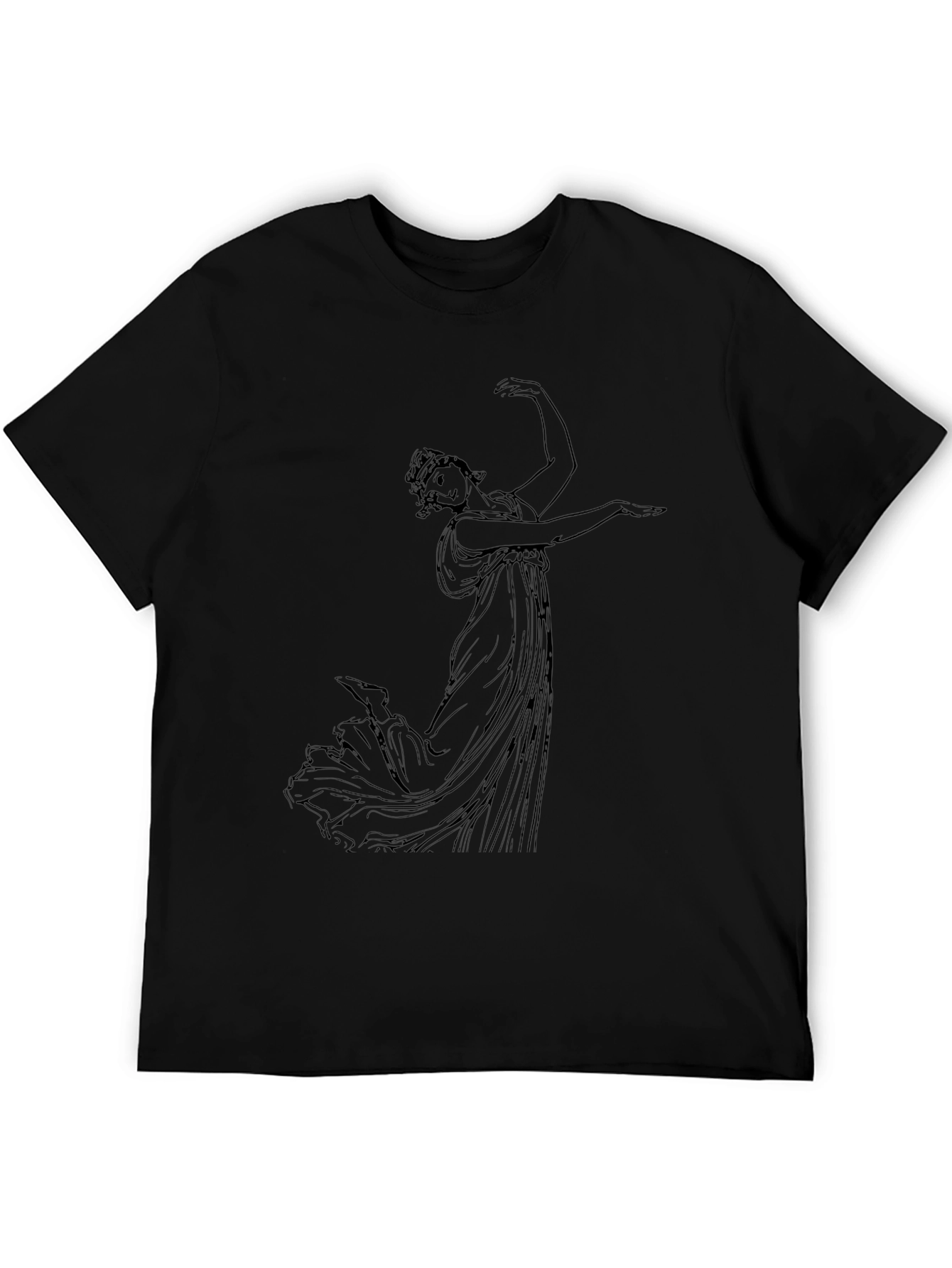 Classic Black T-Shirt with Ancient Greek Dancer Design