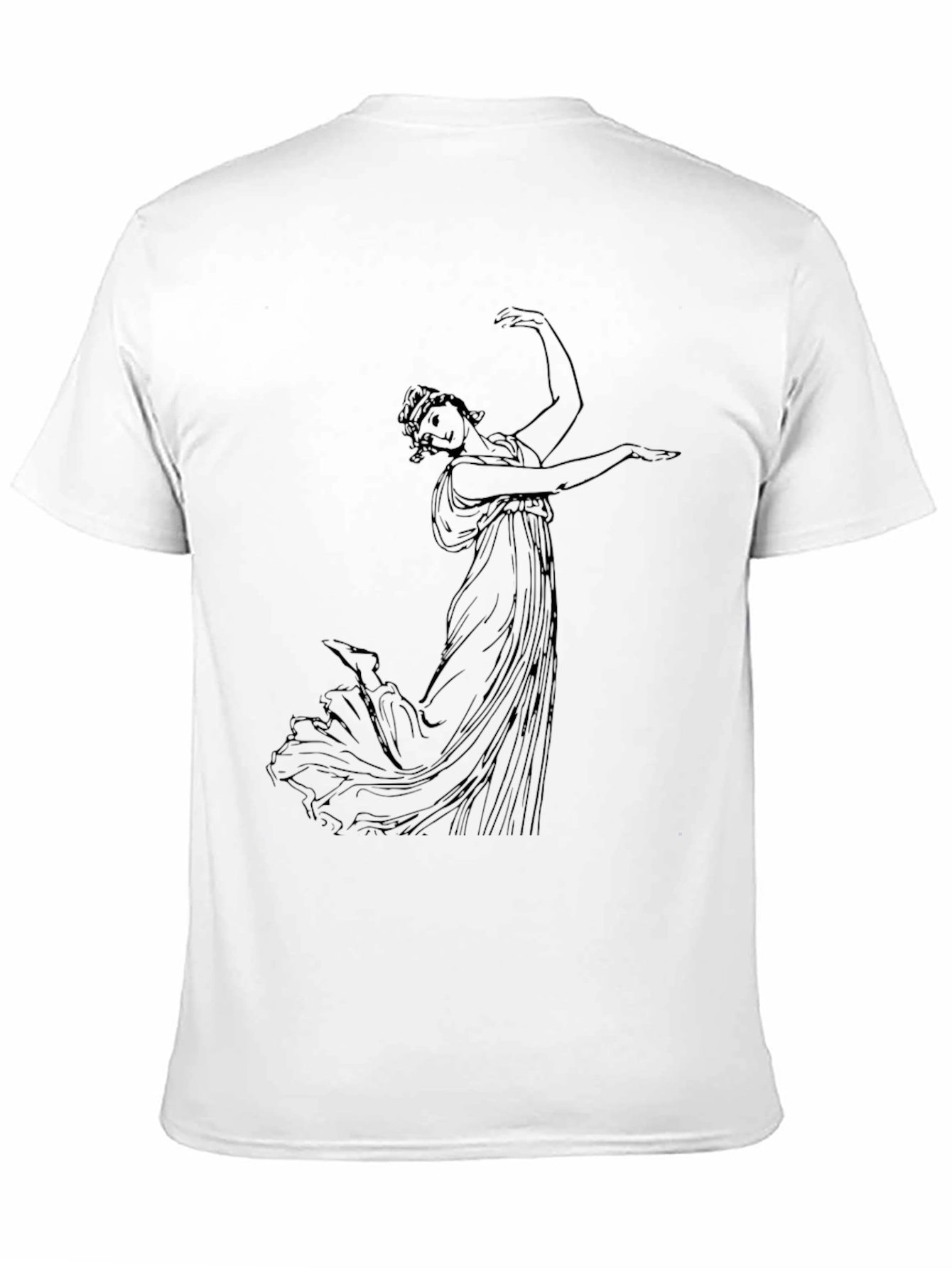 Classic Black T-Shirt with Ancient Greek Dancer Design