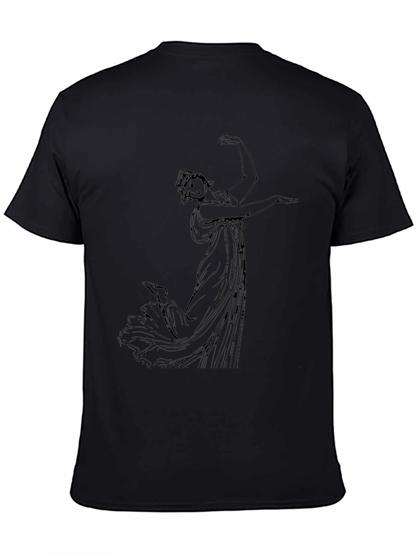 Classic Black T-Shirt with Ancient Greek Dancer Design