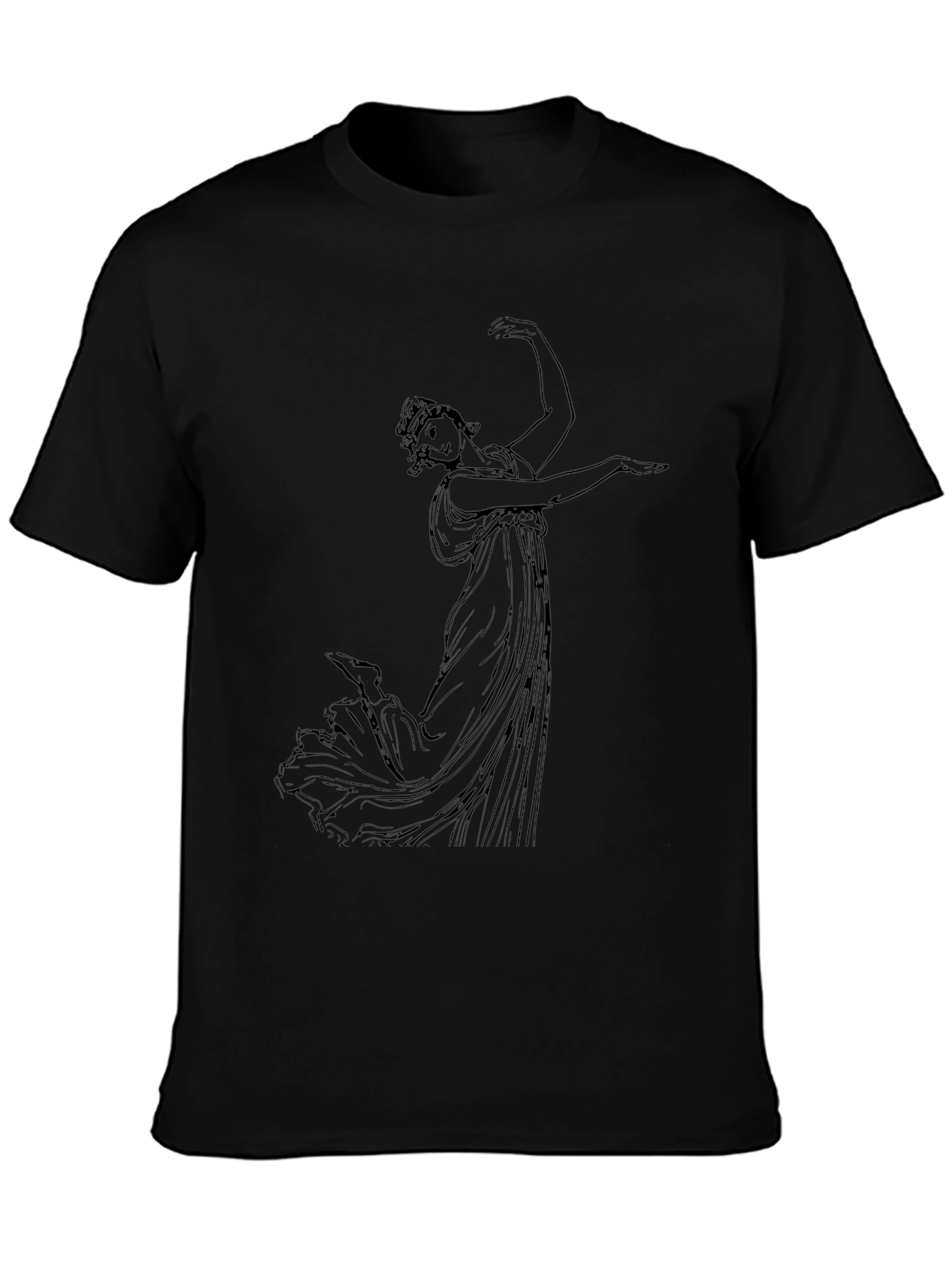 Classic Black T-Shirt with Ancient Greek Dancer Design