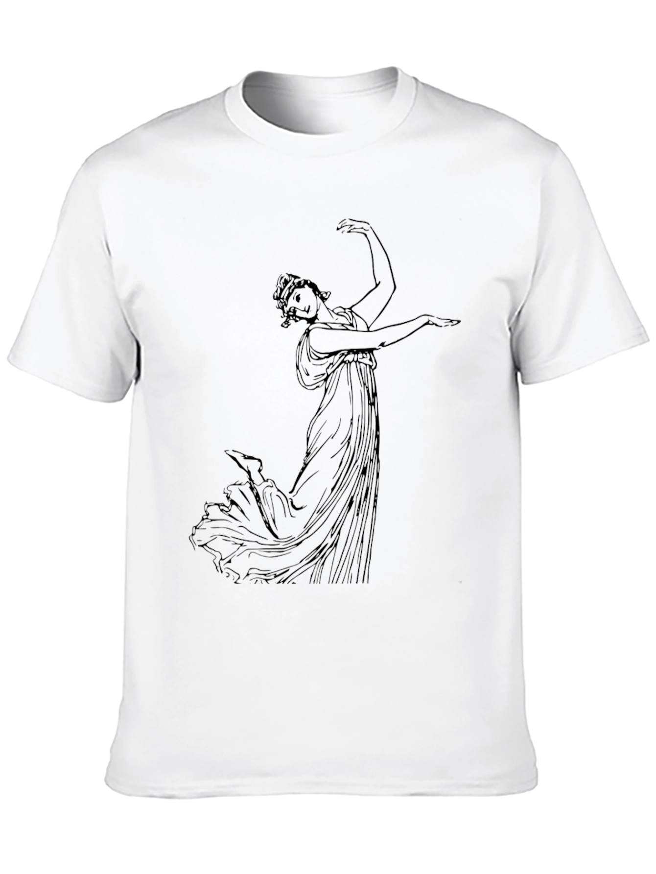 Classic Black T-Shirt with Ancient Greek Dancer Design