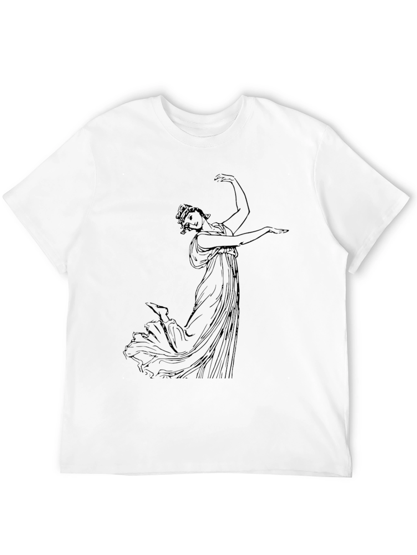 Classic Black T-Shirt with Ancient Greek Dancer Design