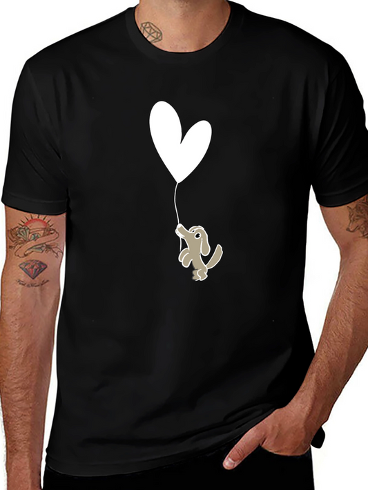 Dog Holding Heart Balloon Graphic Tee