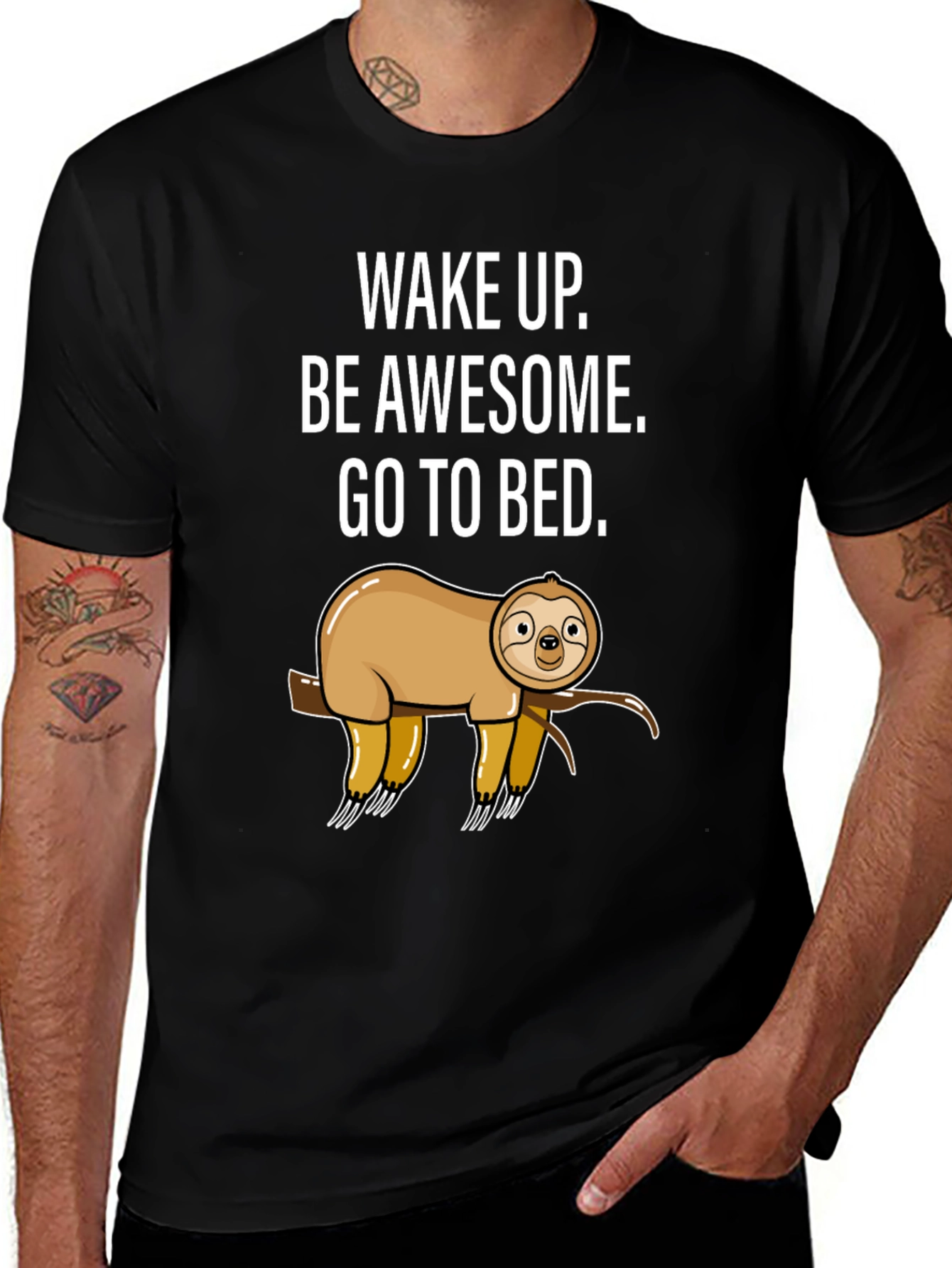 Sloth Graphic T-Shirt - Wake Up Be Awesome