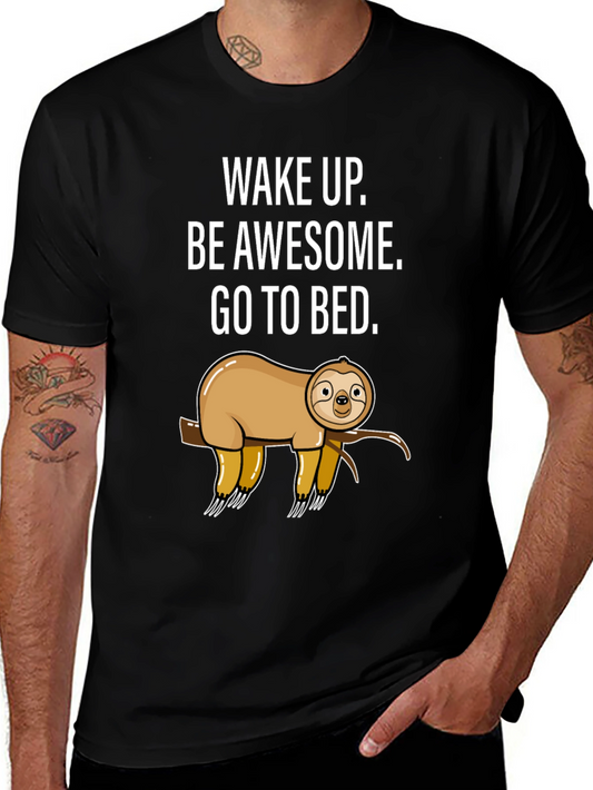 Sloth Graphic T-Shirt - Wake Up Be Awesome