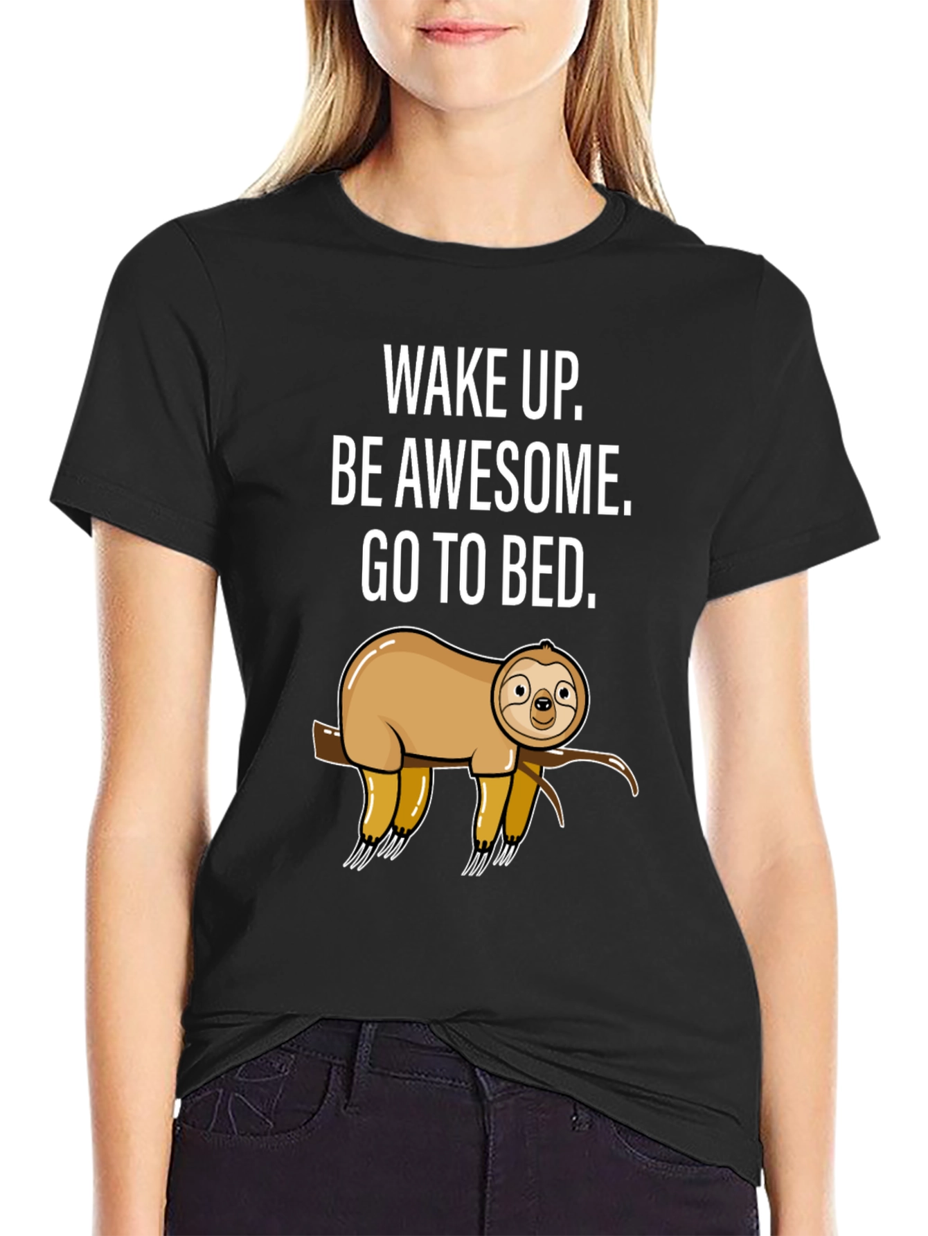 Sloth Graphic T-Shirt - Wake Up Be Awesome